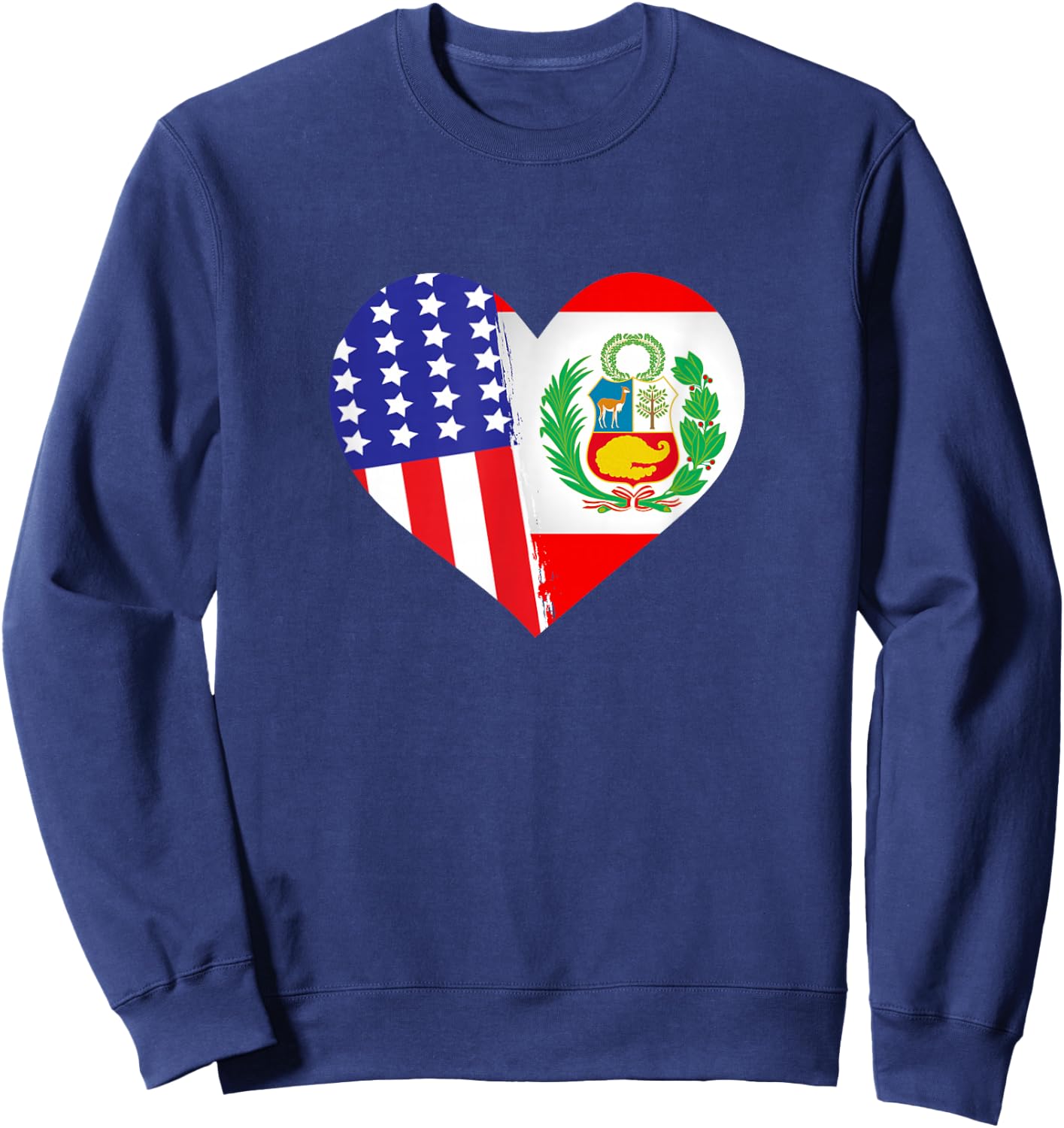 Peruvian American USA Peru America Flag Heart Roots Heritage Sweatshirt - Sweatshirt | Navy