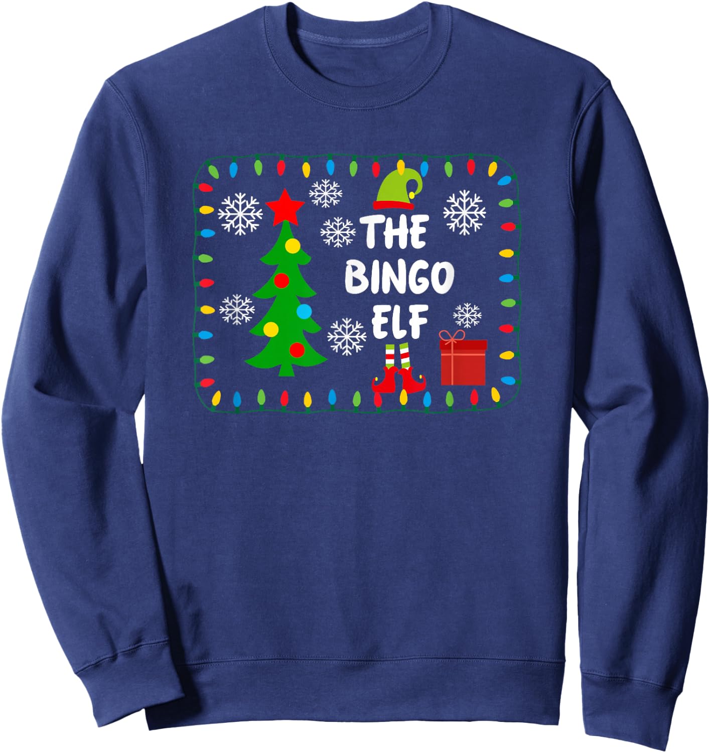 The Bingo Elf - Cute Xmas Tree Lights Friends Sweatshirt - Sweatshirt | Navy