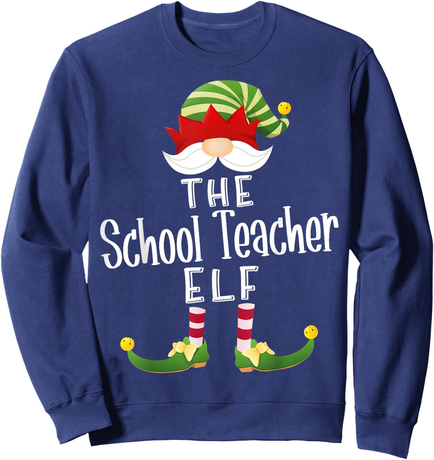 School Teacher Elf Group Christmas Funny Pajama Party Women Sweatshirt - Sweatshirt | Navy