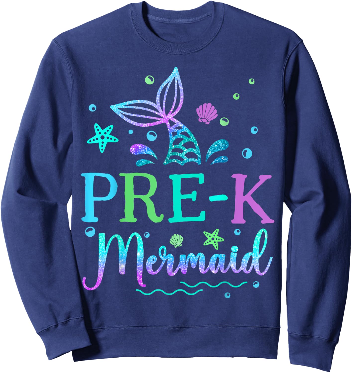 Pre-K Mermaid Tail Pre Kindergarten Back To School Women Kid Sweatshirt - Sweatshirt | Navy