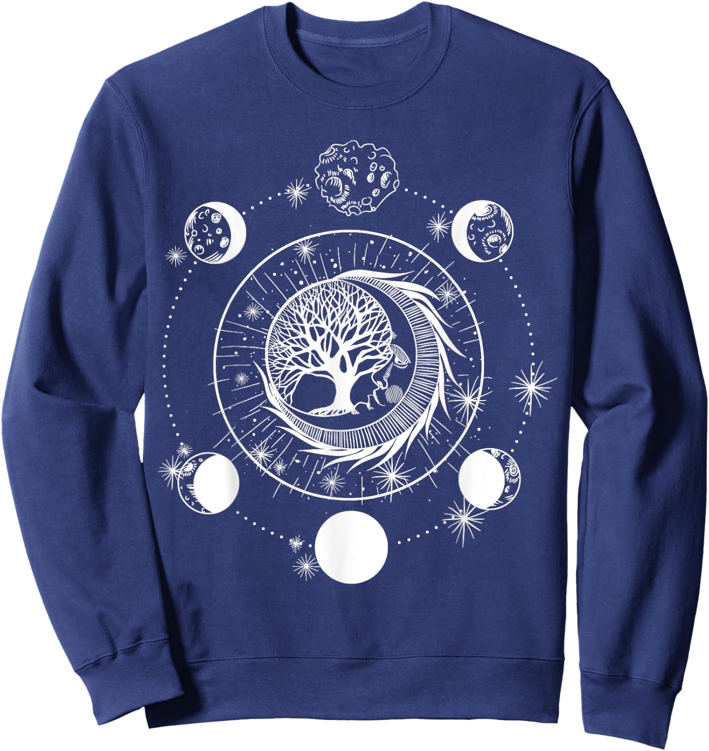Phases of the Moon Tree of Life Mystical Lovers Sweatshirt - Sweatshirt | Navy
