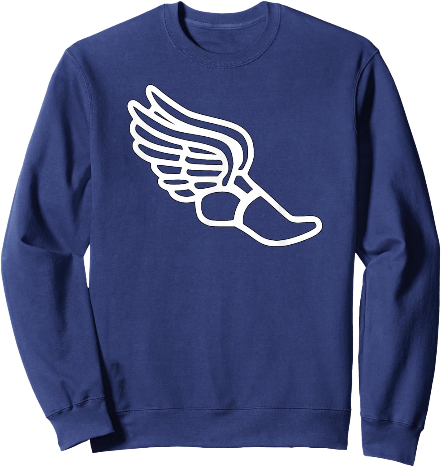 Track and Field or Long-Distance Runner White Winged Shoe Sweatshirt - Sweatshirt | Navy