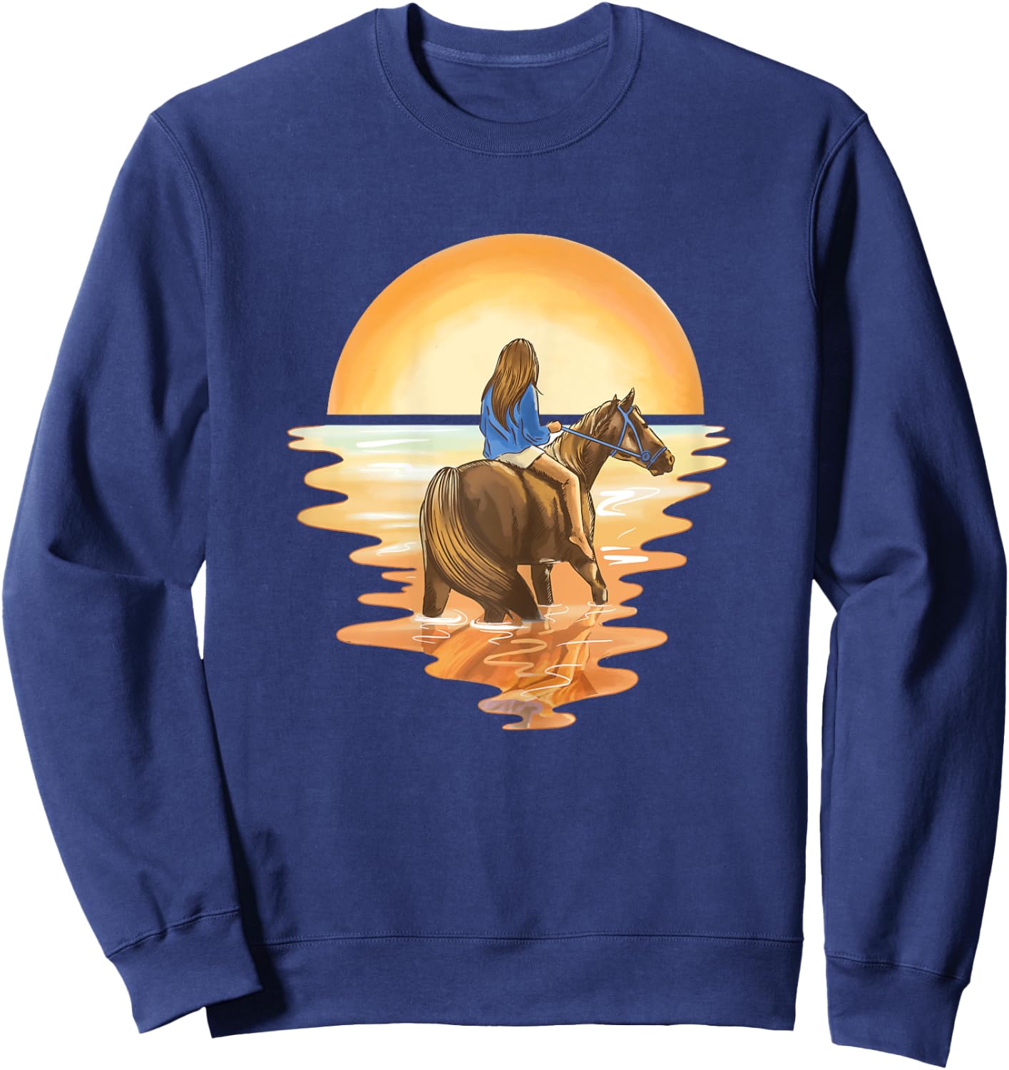 Horse Riding Equestrian Watercolor Horse Girl Sweatshirt - Sweatshirt | Navy