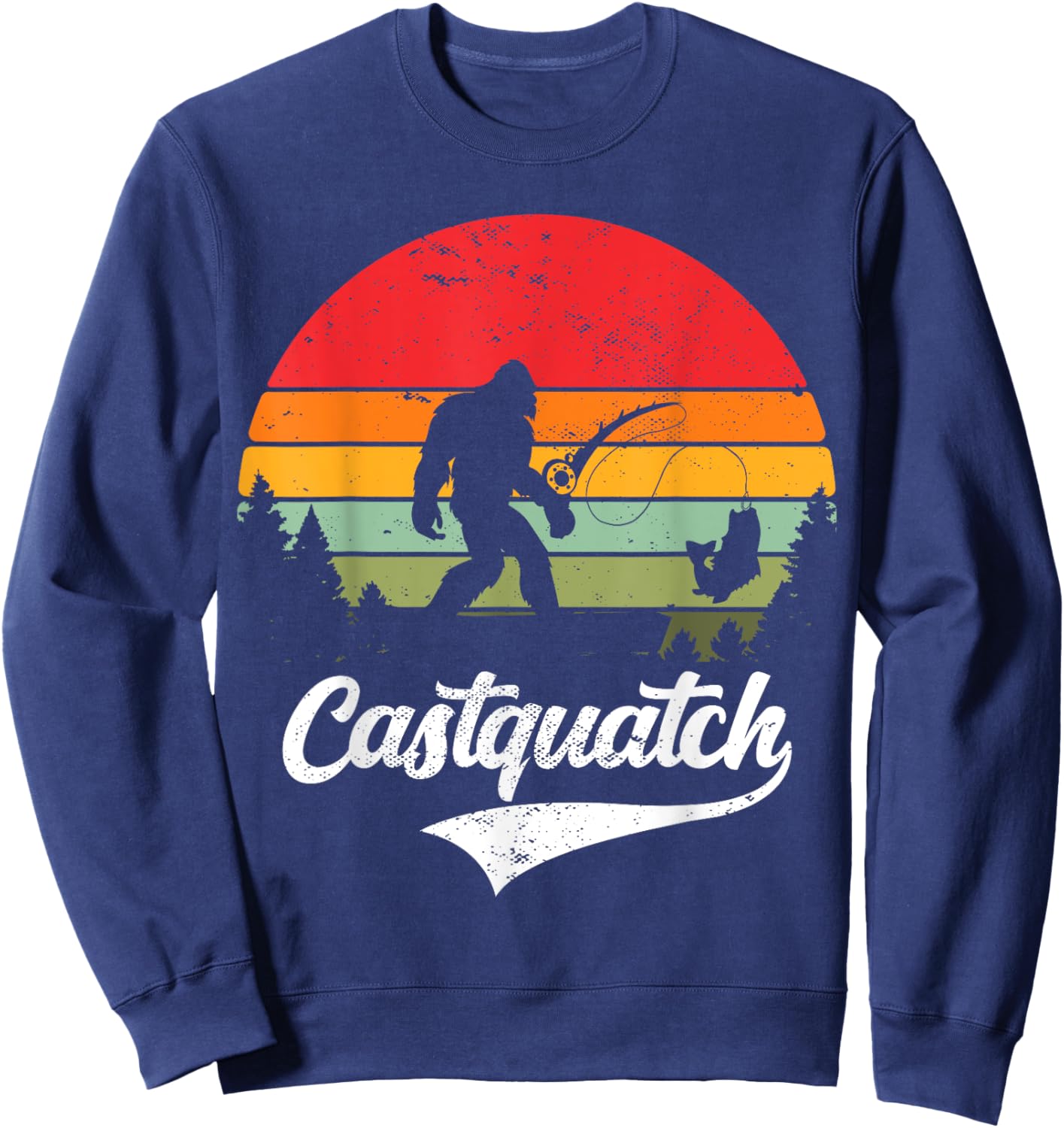 Castquatch Funny Bass Fisherman Fishing meme Sweatshirt - Sweatshirt | Navy
