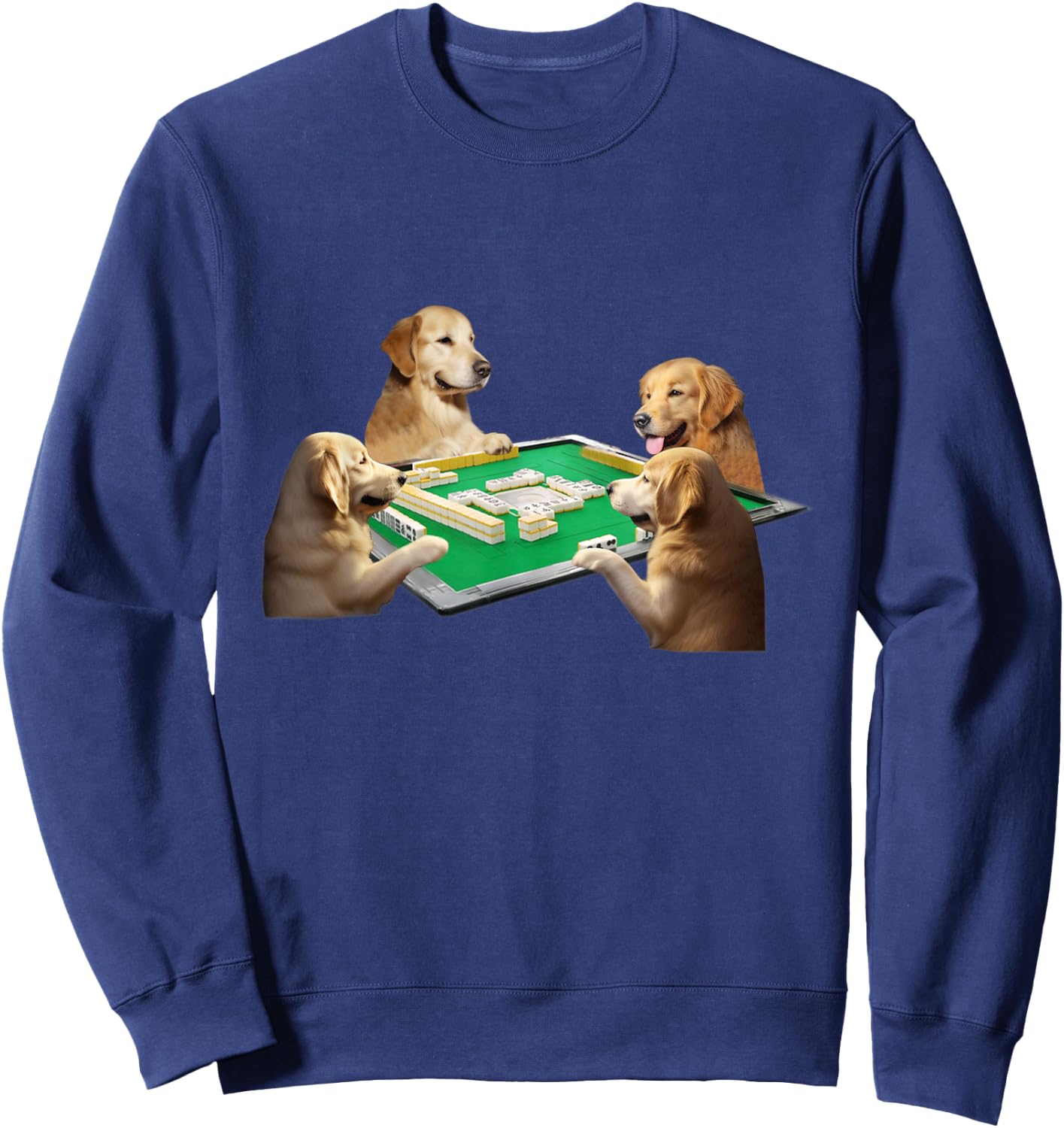 Golden Retriever Dog Mahjong Funny Dog Men's Funny Clothes Funny Goods Present Neta Sweatshirt - Sweatshirt | Navy