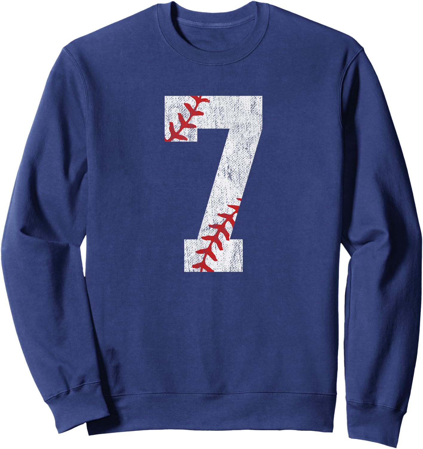 Number #7 Vintage 7th Birthday Baseball Lover 7 Years Old Sweatshirt - Sweatshirt | Navy
