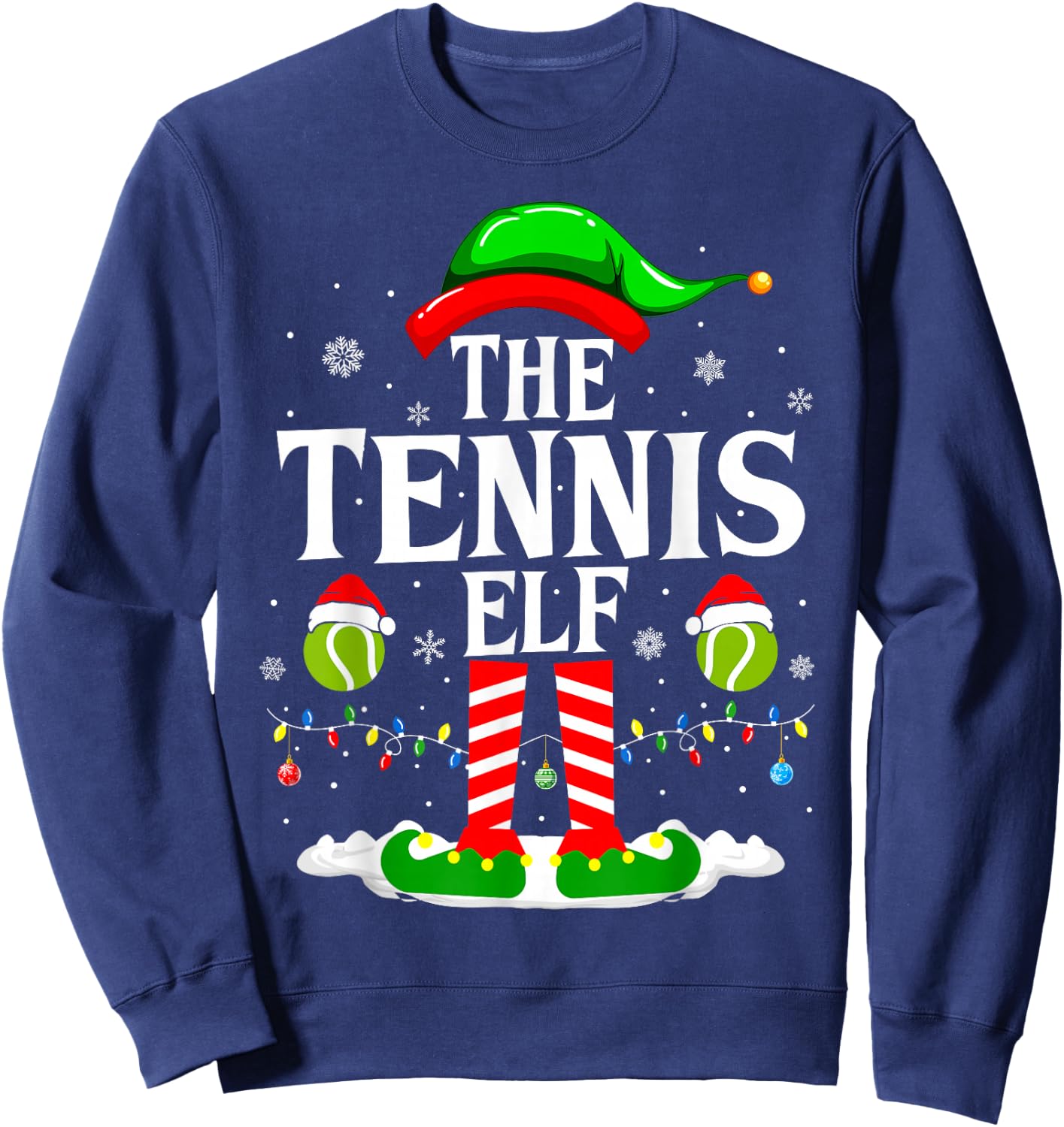 The Tennis Elf Funny Matching Xmas Tennis Christmas Sweatshirt - Sweatshirt | Navy