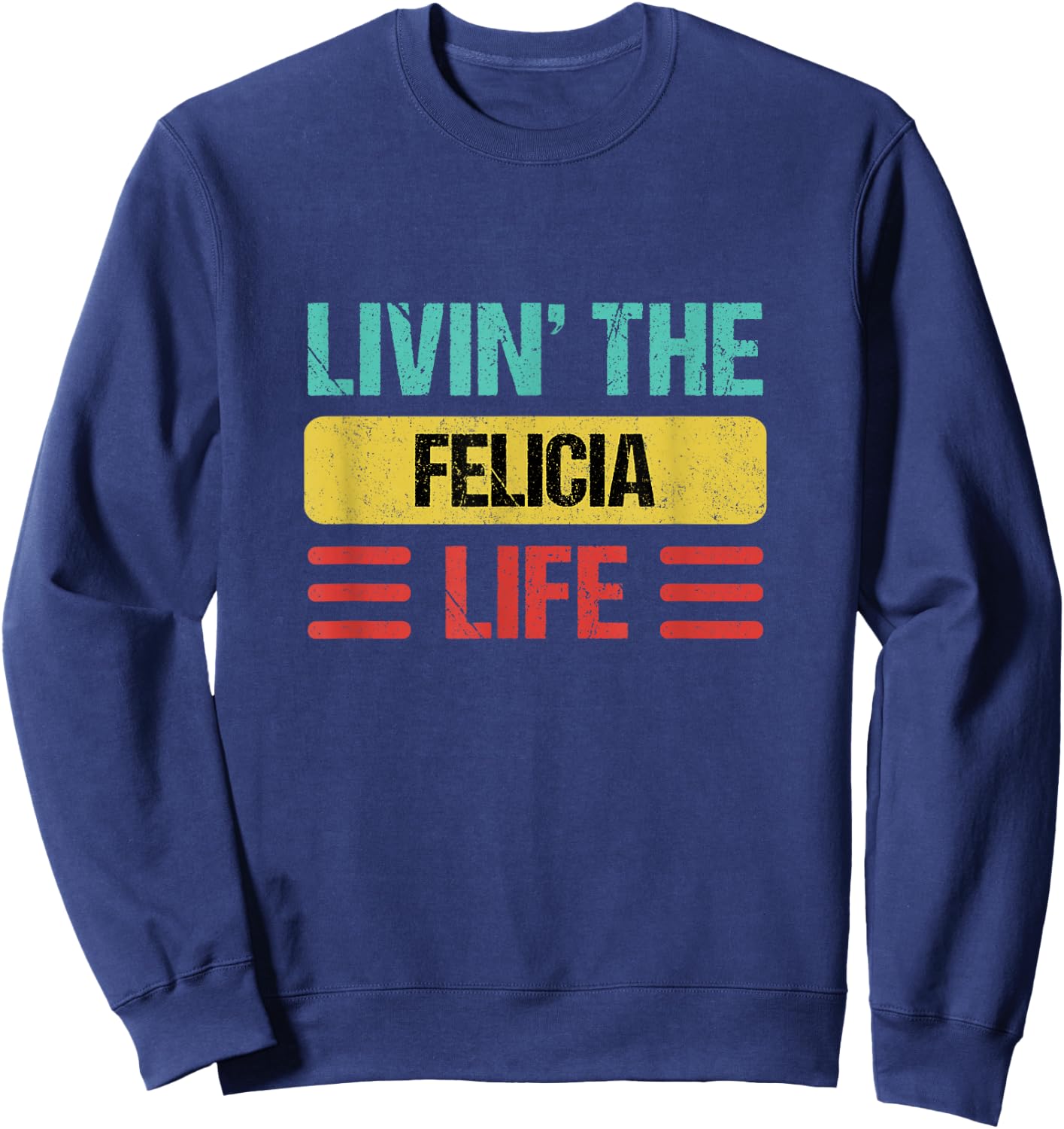 Felicia Name Shirts & Gifts Felicia -Adults Black Small Classic Fit Short Sleeve Personalized Name Sweatshirt - Sweatshirt | Navy
