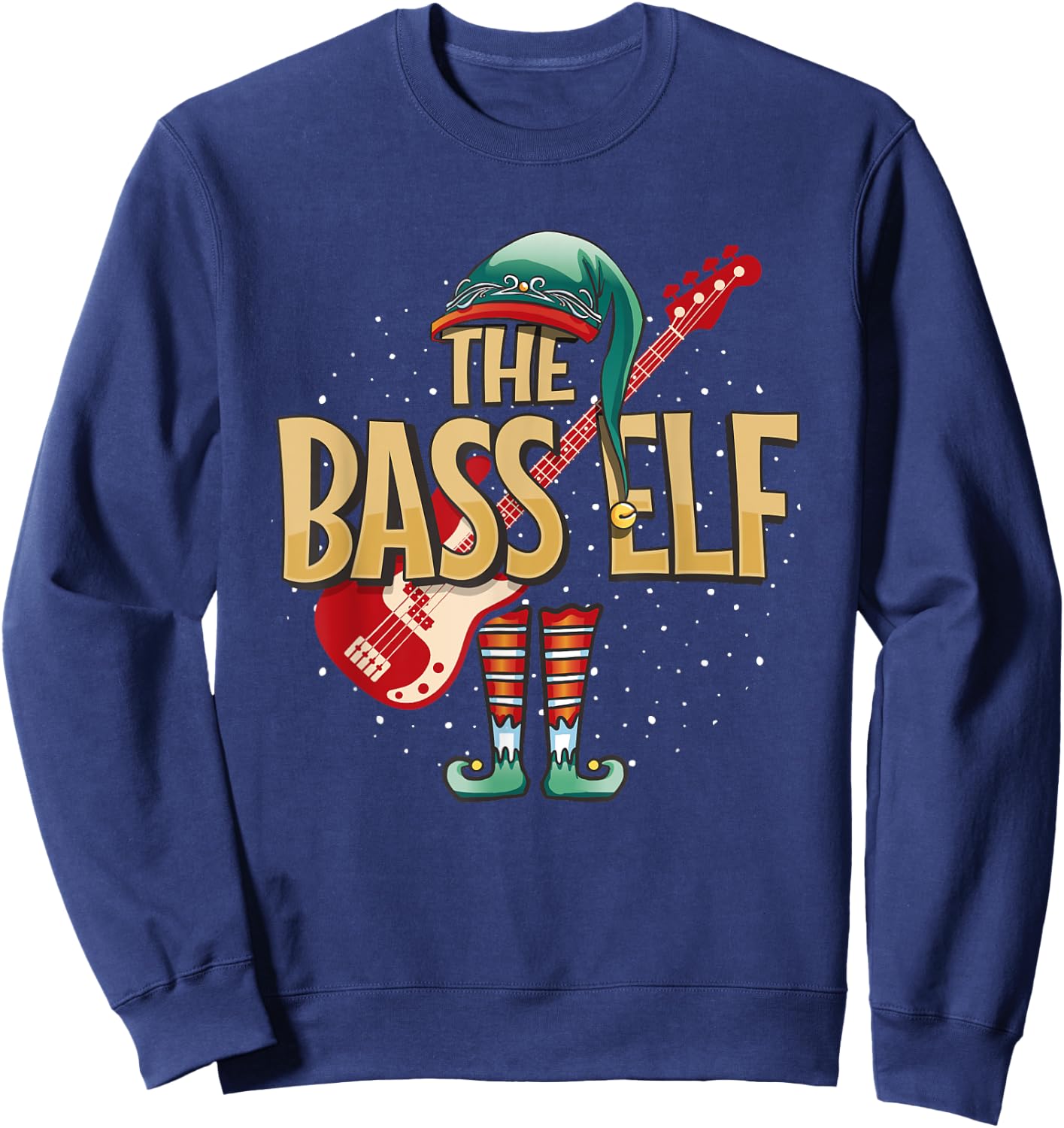 Christmas Bass Guitar Elf for Bassist Musician Sweatshirt - Sweatshirt | Navy