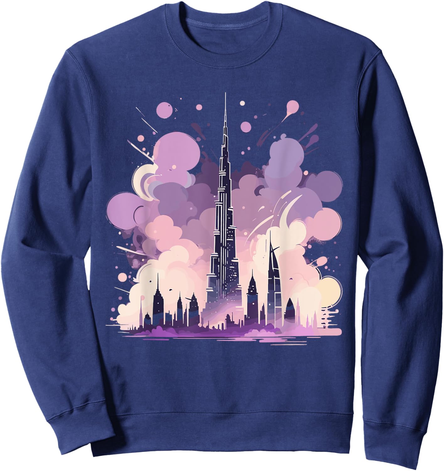 Burj Khalifa Dubai Matching Family Vacation Unique Magic Art Sweatshirt - Sweatshirt | Navy