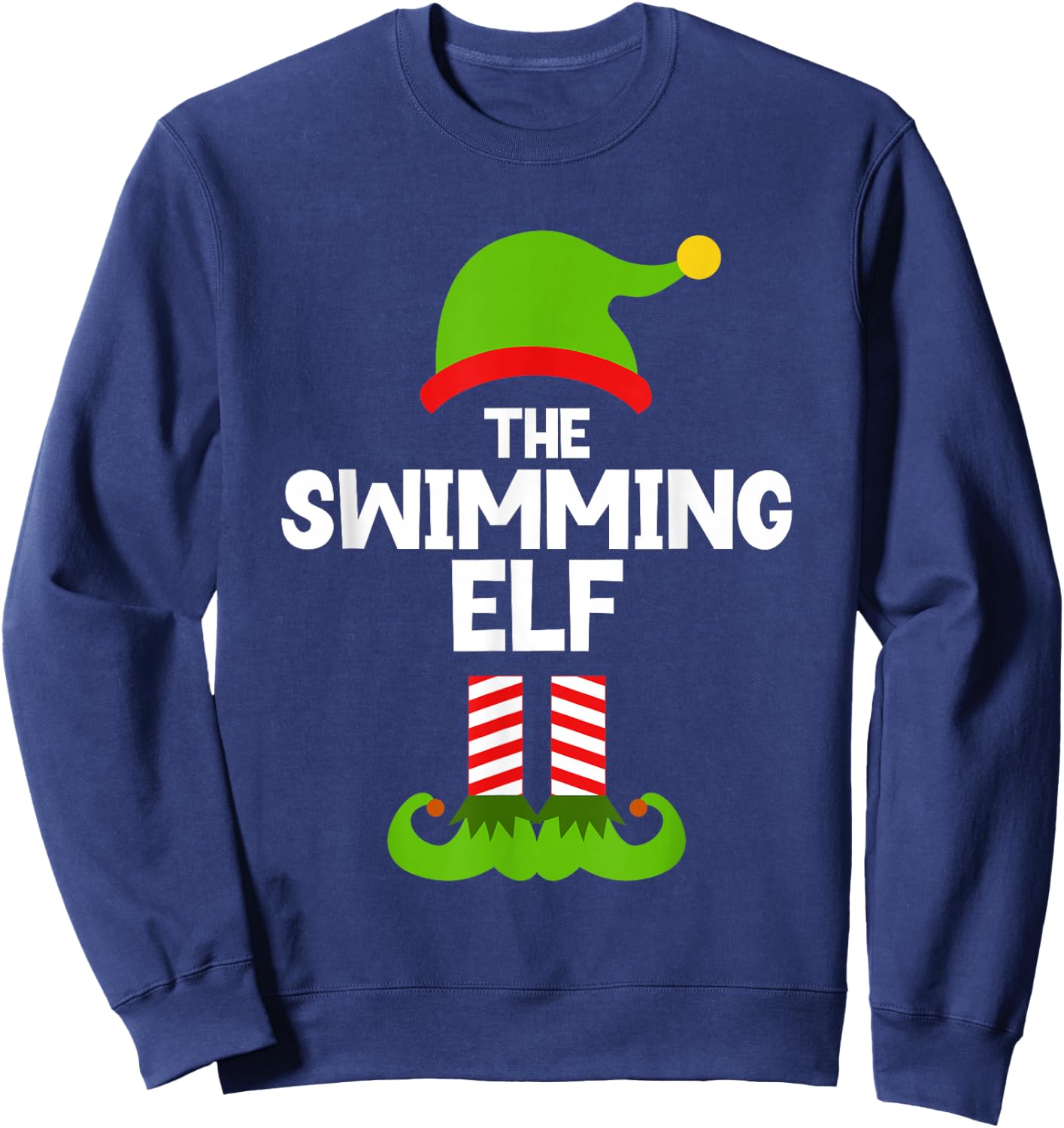 Funny I'm The Swimming Elf Christmas Xmas Swimmer Swim Sweatshirt - Sweatshirt | Navy