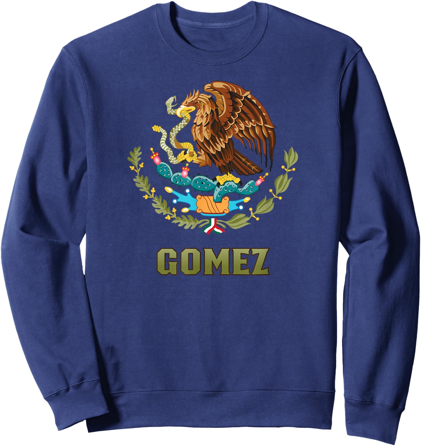 Gomez Nombre Last Name Mexican Flag Mexico Emblem Sweatshirt - Sweatshirt | Navy