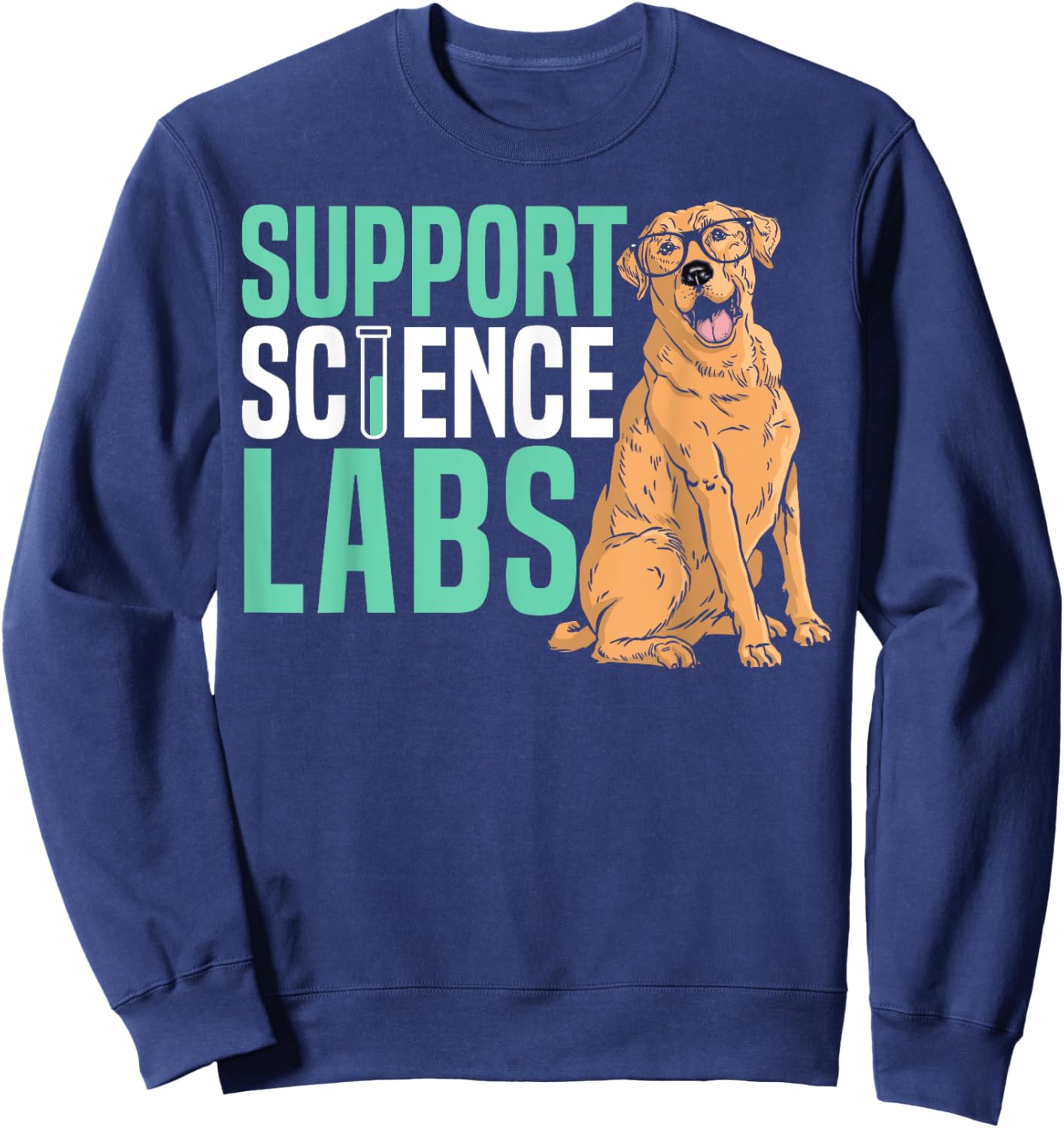 Support Science Lab Future Scientist Labrador Dog Sweatshirt - Sweatshirt | Navy
