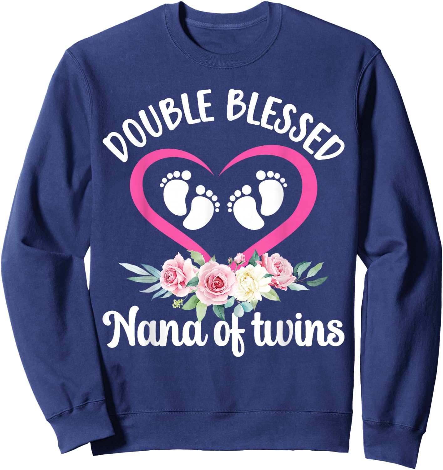 Double Blessed Nana Of Twins Twin Nana Grandma Sweatshirt - Sweatshirt | Navy