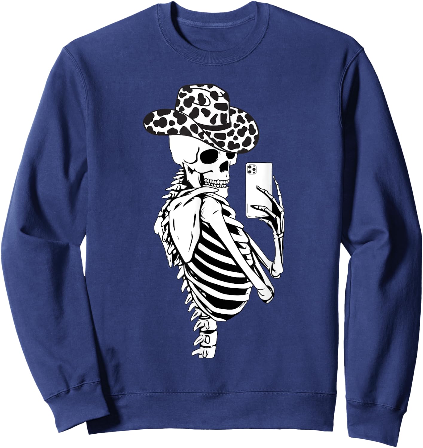 Selfies Skeleton Cowhides Cowgirls Western Cow Cowgirl Hat Sweatshirt - Sweatshirt | Navy