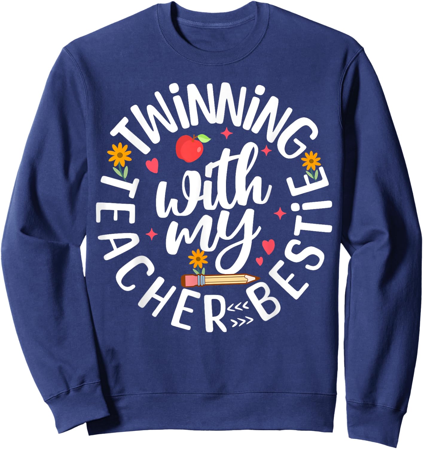 Twin Day Design for Spirit Week Teacher Bestie Matching Sweatshirt - Sweatshirt | Navy