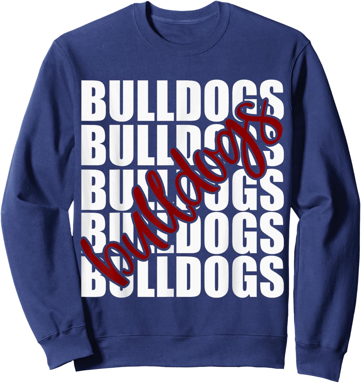 Bulldogs Maroon School Sports Fan Team Spirit Sweatshirt - Sweatshirt | Navy