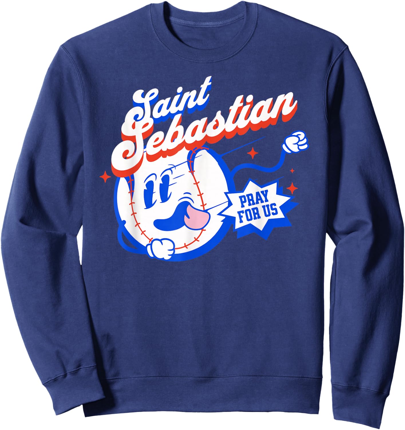 St Sebastian Patron Saint of Baseball Prayer Sports Athletes Sweatshirt - Sweatshirt | Navy