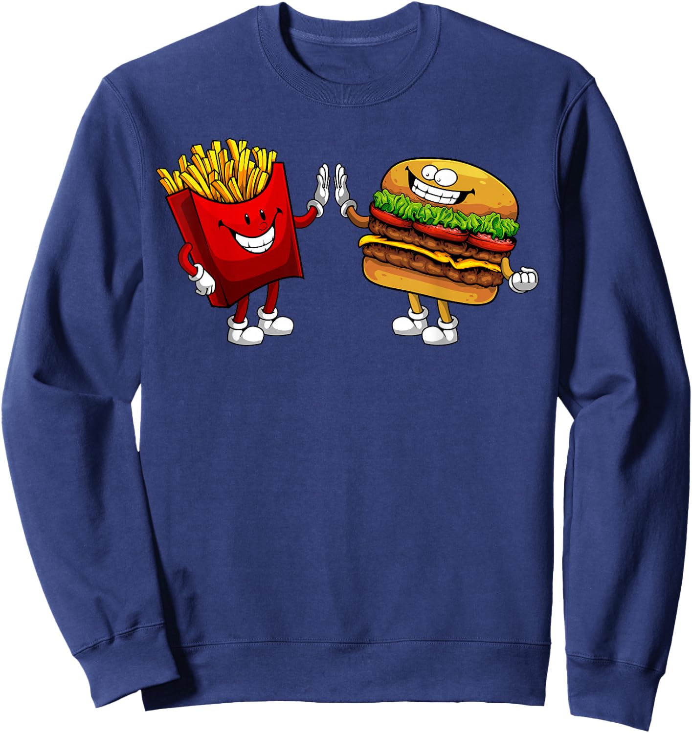 Cute Hamburger Art Men Women Hamburger French Fries Lovers Sweatshirt - Sweatshirt | Navy