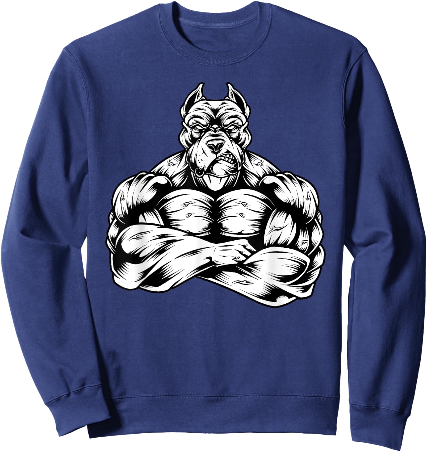 Muscles Pitbull dog lover workout Gym Fitness powerlifter Sweatshirt - Sweatshirt | Navy