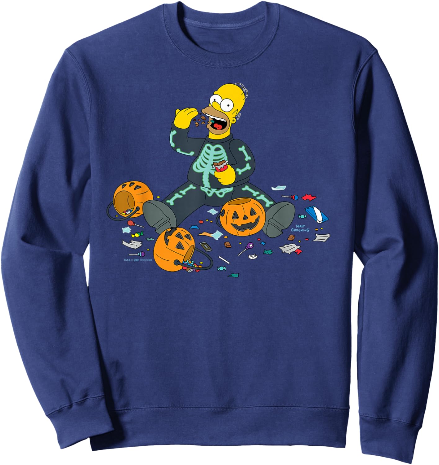 The Simpsons Homer Halloween Trick or Treat Candy Binge Sweatshirt - Sweatshirt | Navy