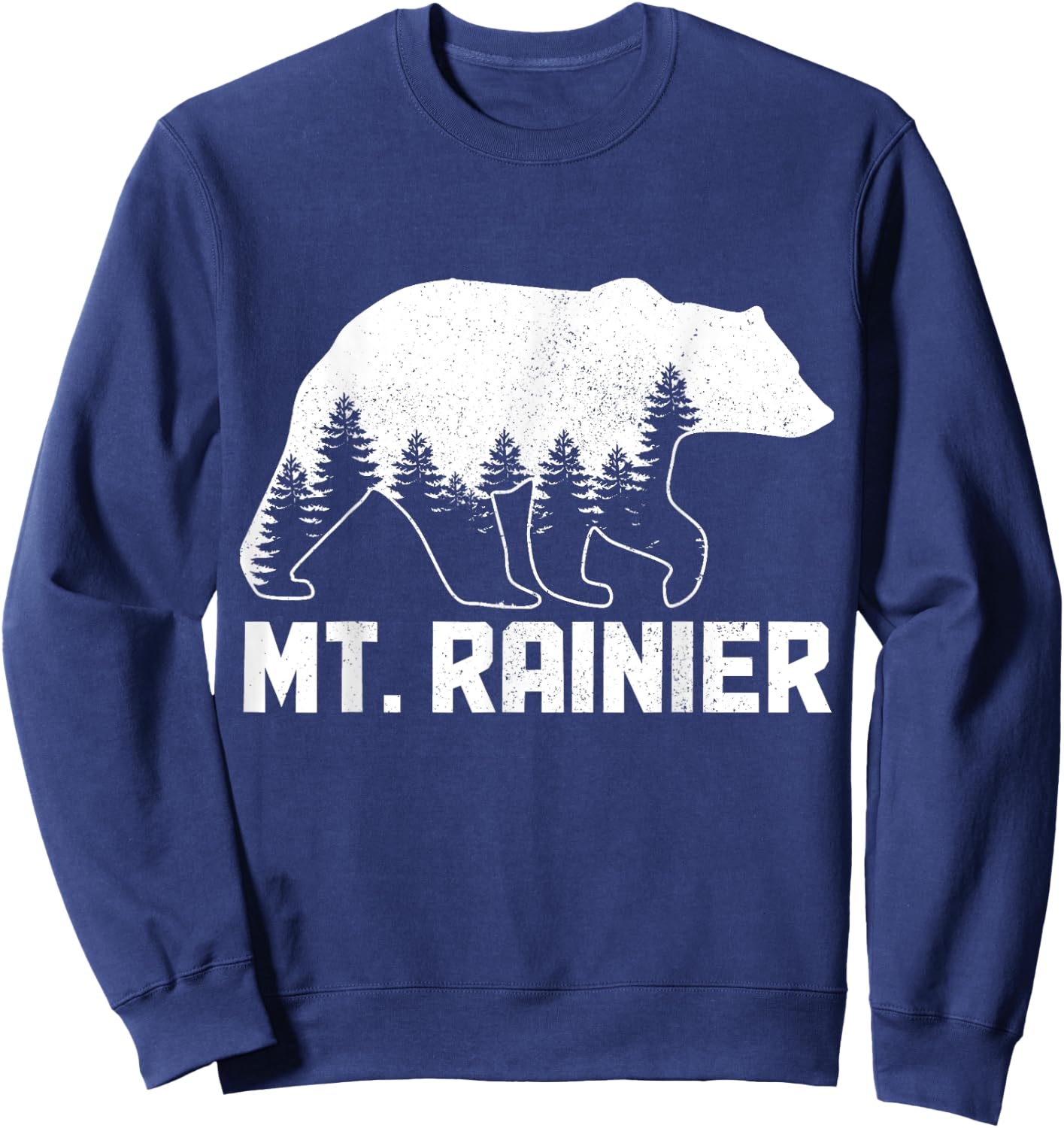 Mount Rainier Mt Bear Grizzly Outdoor National Park Vintage Sweatshirt - Sweatshirt | Navy