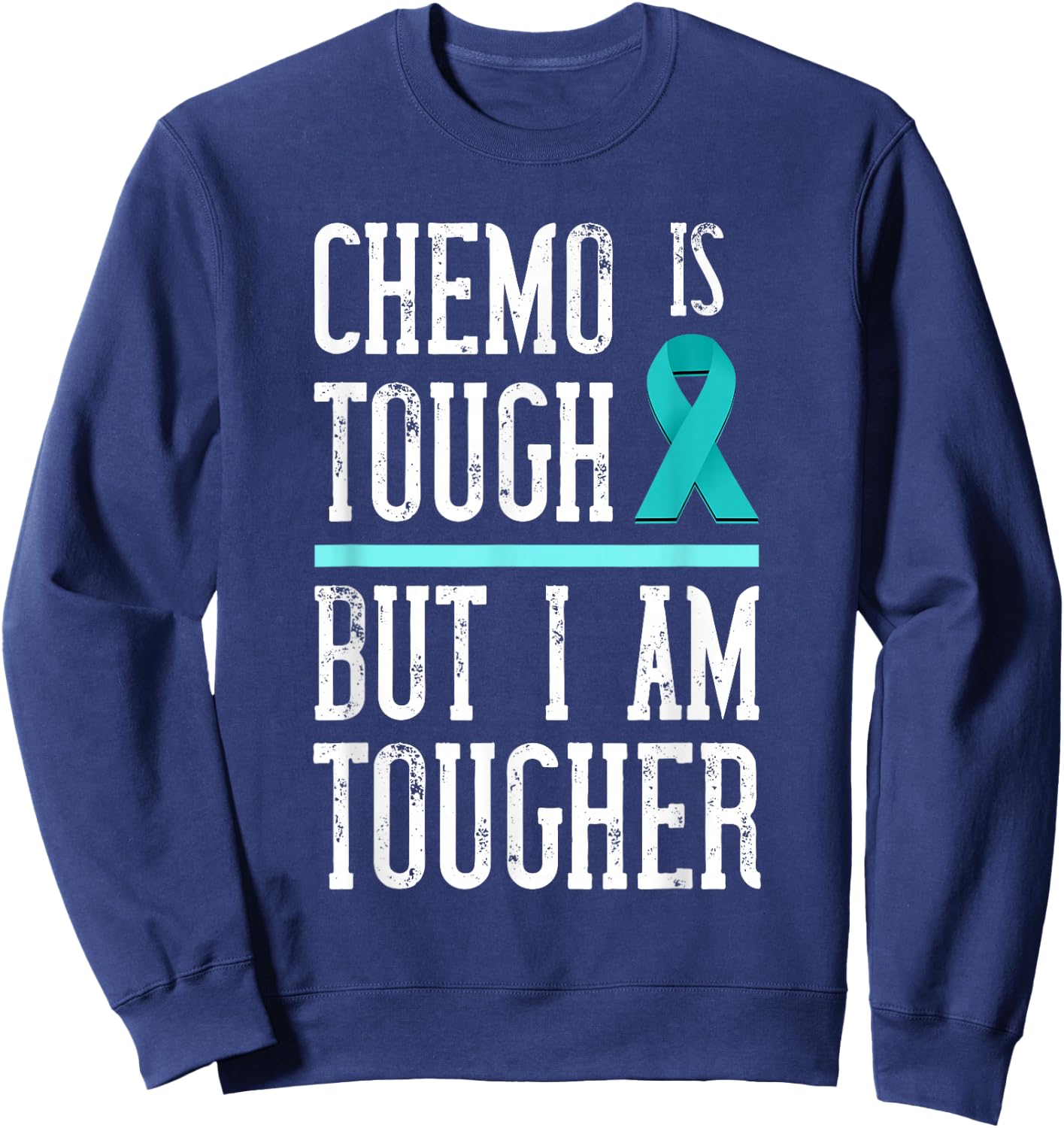Ovarian Cancer Awareness I Am Tougher Ovarian Cancer Sweatshirt - Sweatshirt | Navy