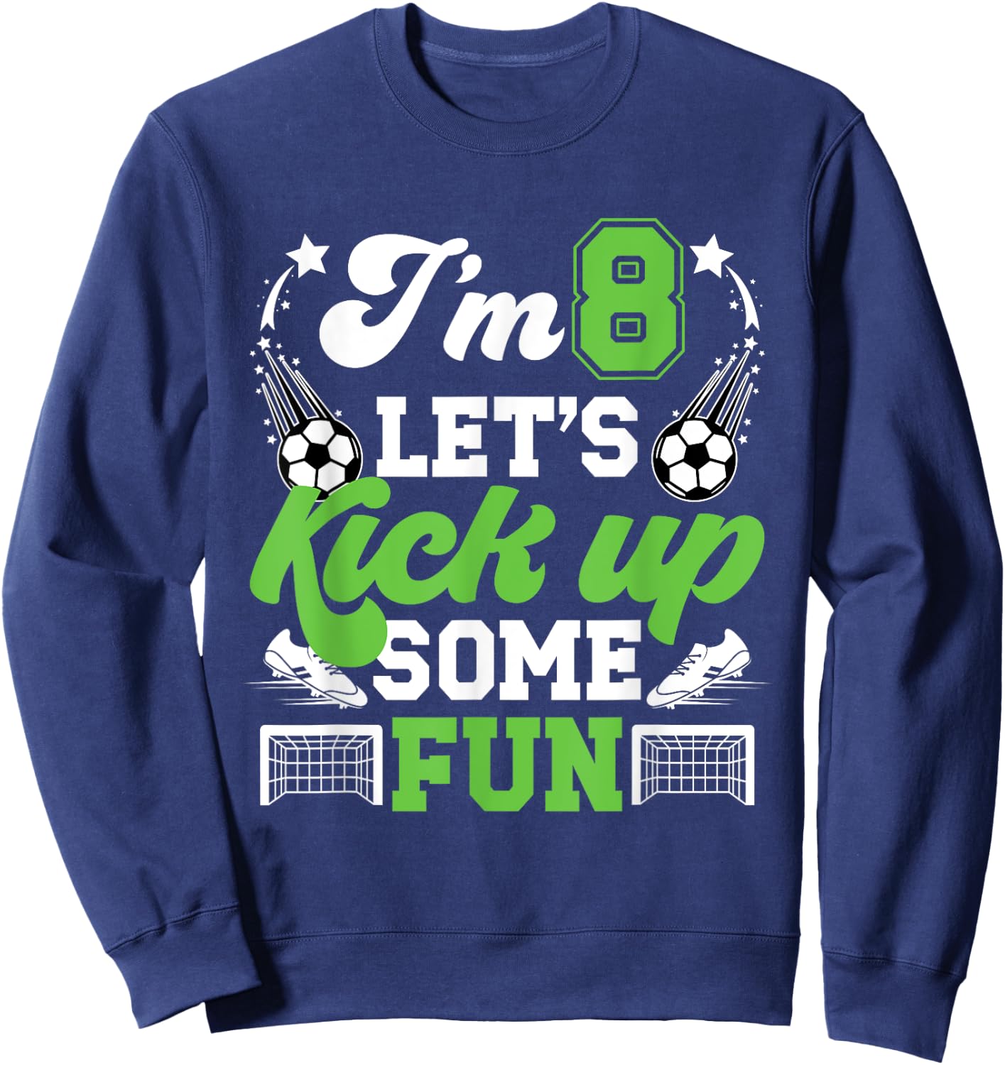 8th Birthday Soccer Boy Eight Year Old Soccer Player Sweatshirt - Sweatshirt | Navy