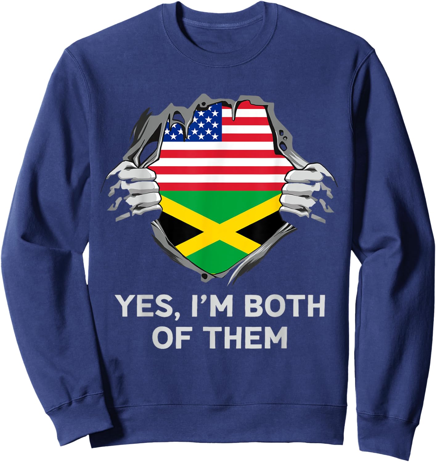 Half American Half Jamaican USA Jamaica Flag Sweatshirt - Sweatshirt | Navy