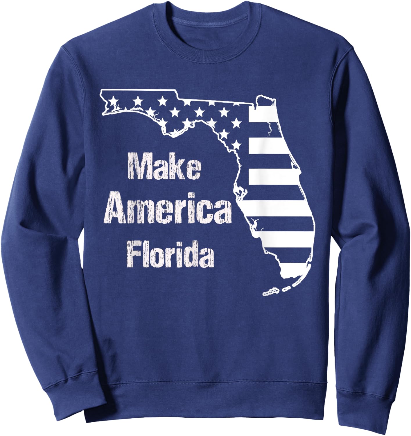 Funny Make America Florida American Flag Retro Vintage Sweatshirt - Sweatshirt | Navy