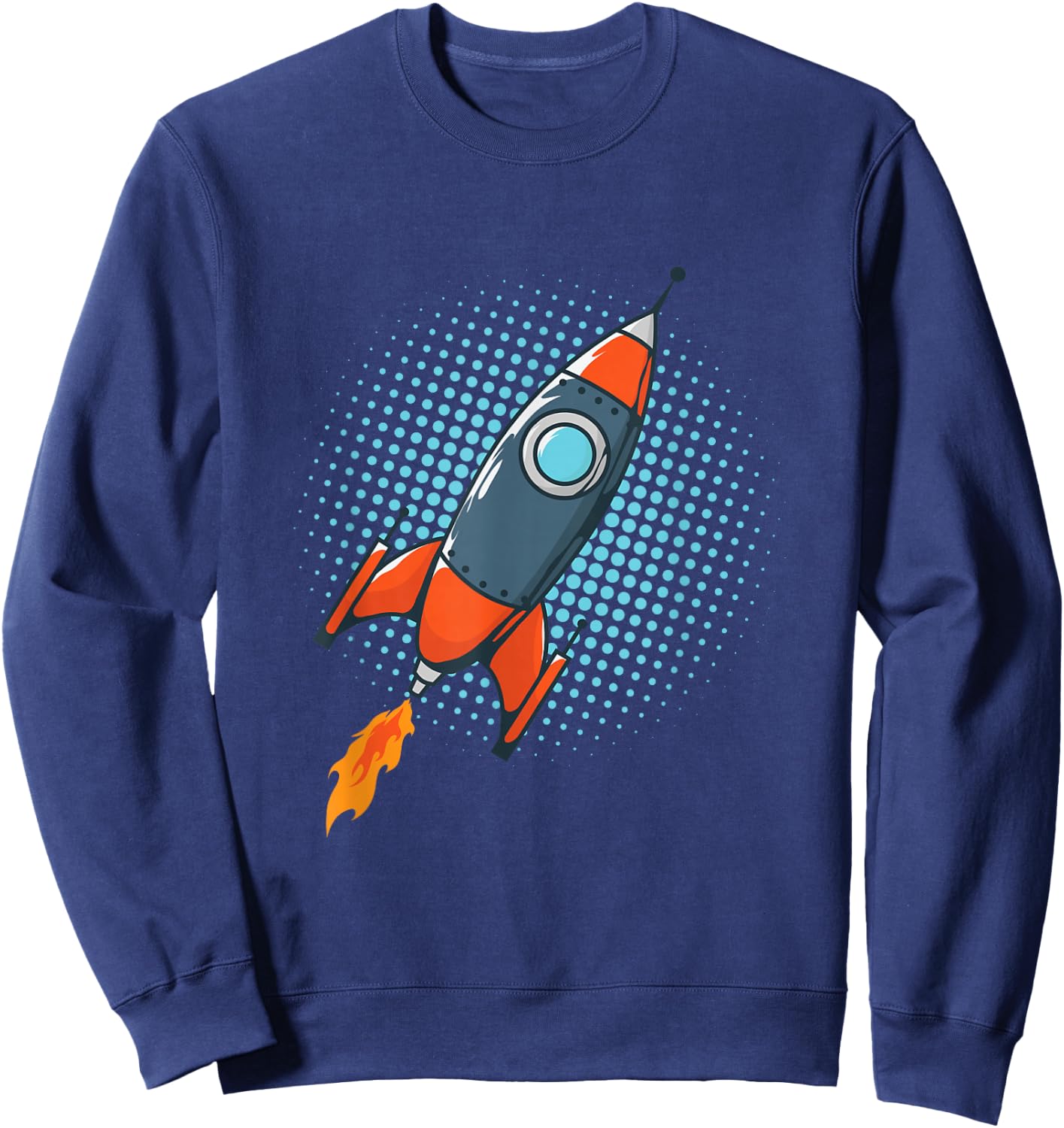 Rocket Comic Space Ship Moon Missile Sweatshirt - Sweatshirt | Navy
