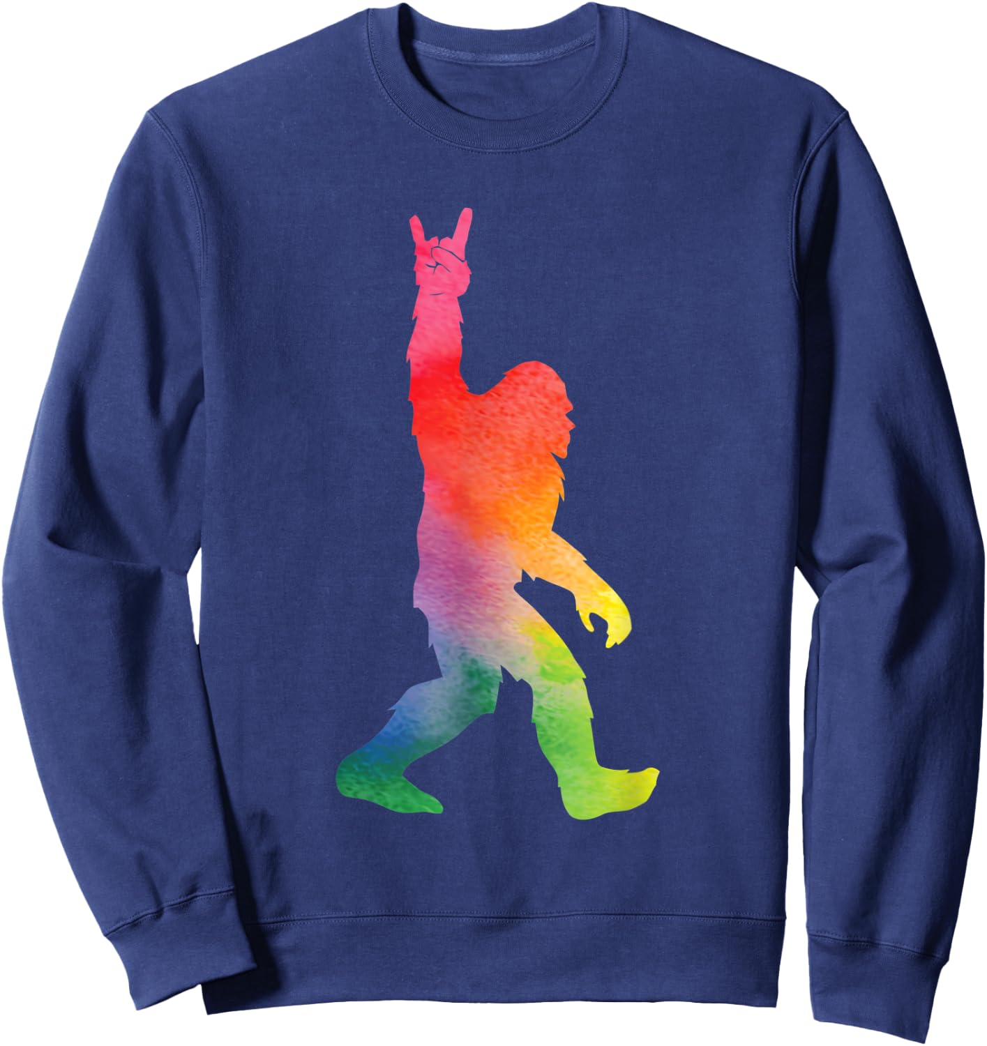 Bigfoot Sasquatch Peace Big Foot Squatch Colorful Rainbow Sweatshirt - Sweatshirt | Navy