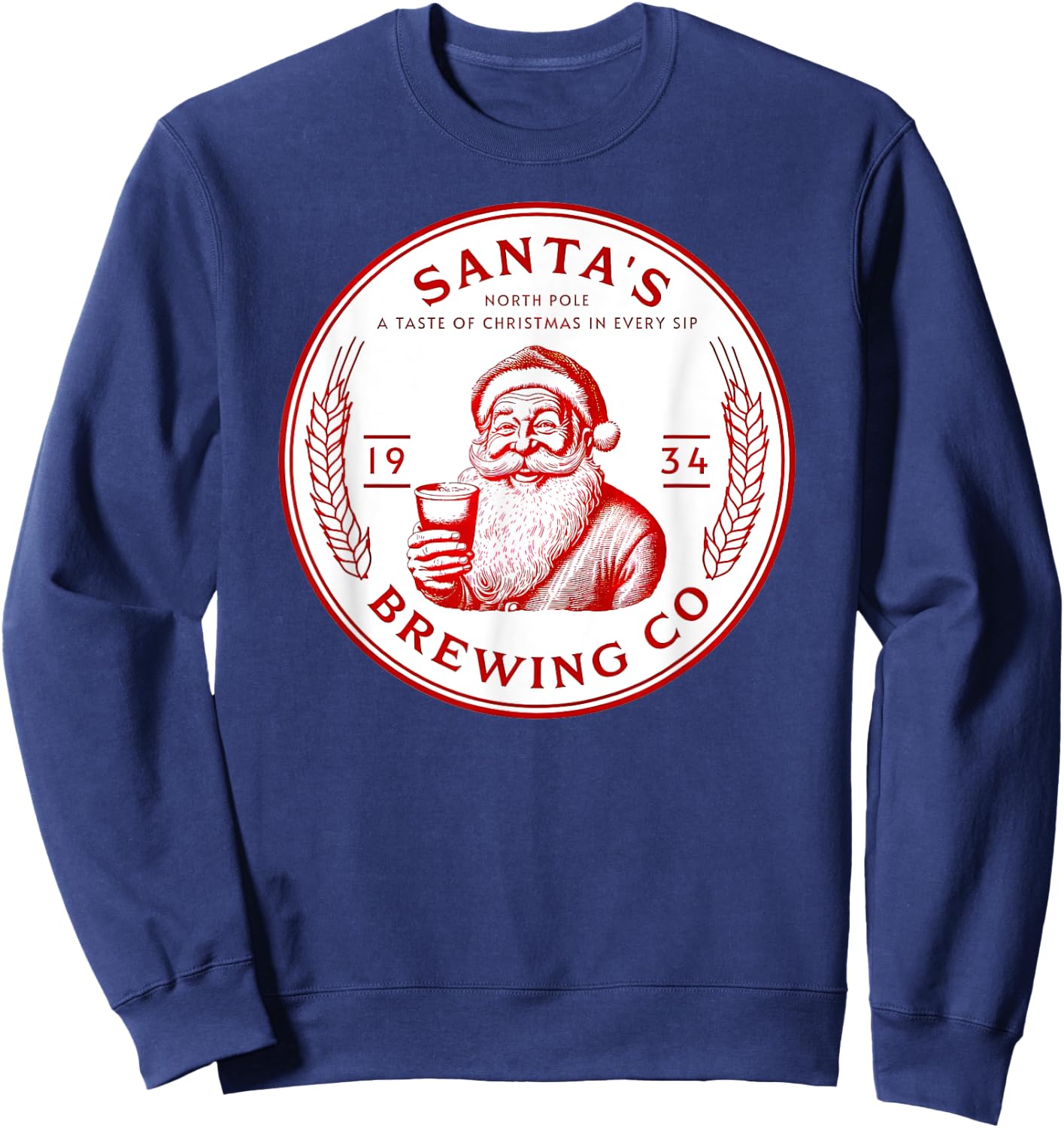 Santa's Brewing Company Pale Ale Fun Christmas Beer Drinking Sweatshirt - Sweatshirt | Navy
