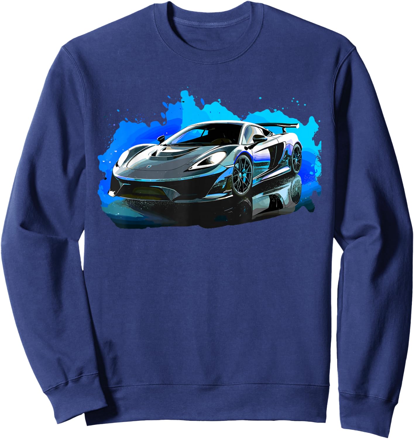 Supercar Exotic Sports Car Concept Poster Style Boys Graphic Sweatshirt - Sweatshirt | Navy