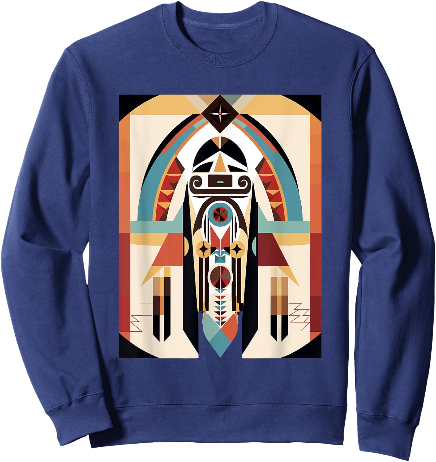 Hopi Art Design American Style Kachina Sweatshirt - Sweatshirt | Navy