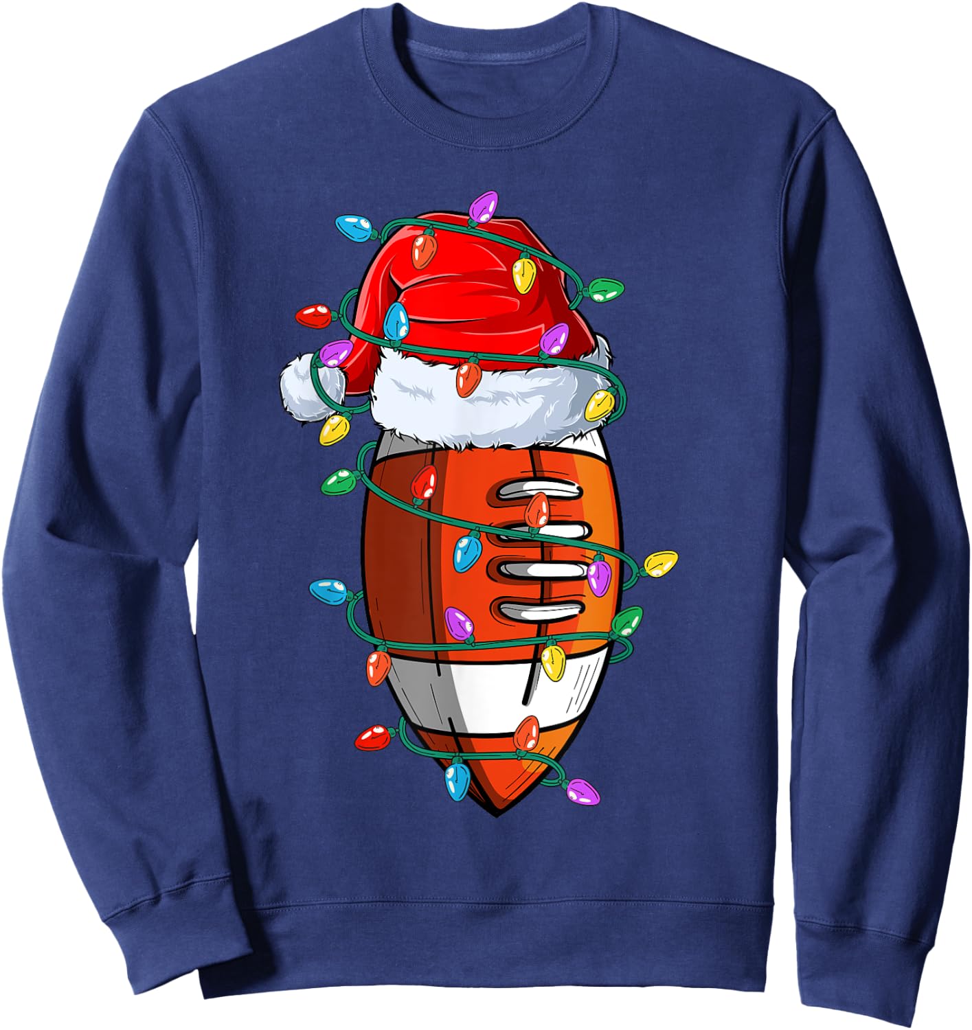 Christmas Football Xmas Santa Sports Hat Ball Kids Boys Men Sweatshirt - Sweatshirt | Navy
