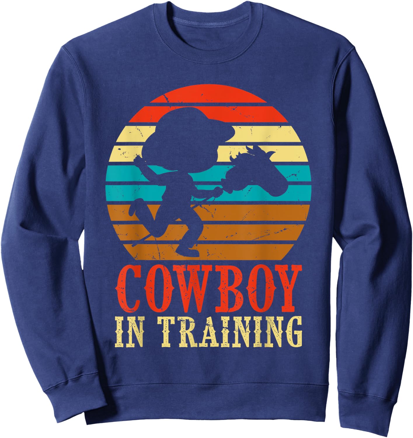 Kids Cowboy in Training Cute Future Rodeo Boy Wooden Horse Sweatshirt - Sweatshirt | Navy