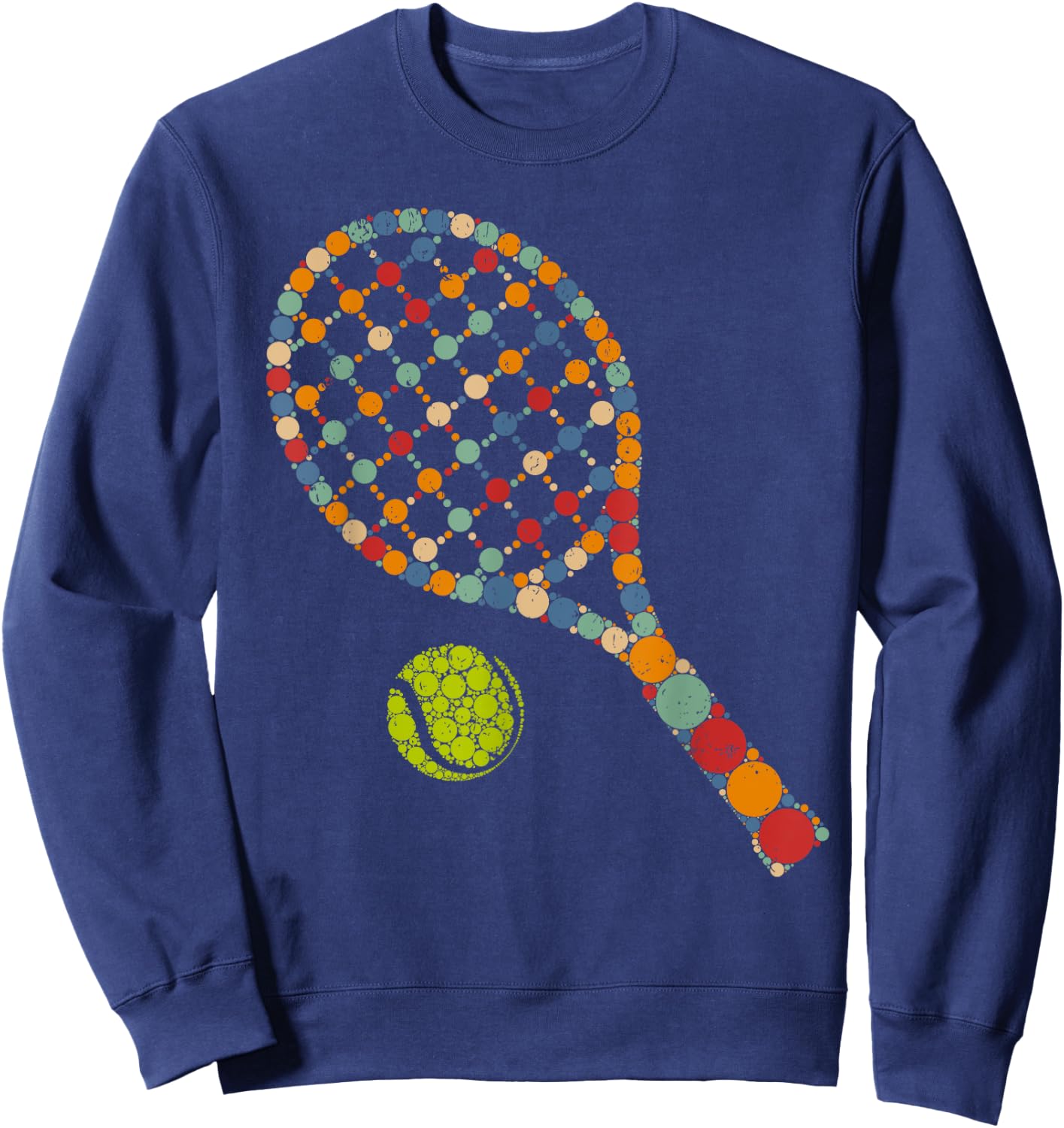 Retro Tennis Player & Ball With Polka Dots Happy Dot Day Boy Sweatshirt - Sweatshirt | Navy
