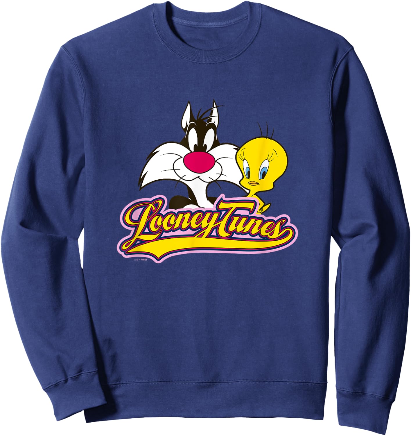 Looney Tunes Sylvester And Tweety Bird Smiling Faces Logo Sweatshirt - Sweatshirt | Navy