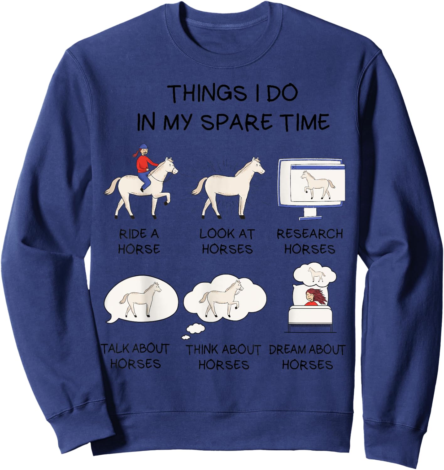 Horse Shirt For Girls Teens Women Horse Riding Sweatshirt - Sweatshirt | Navy
