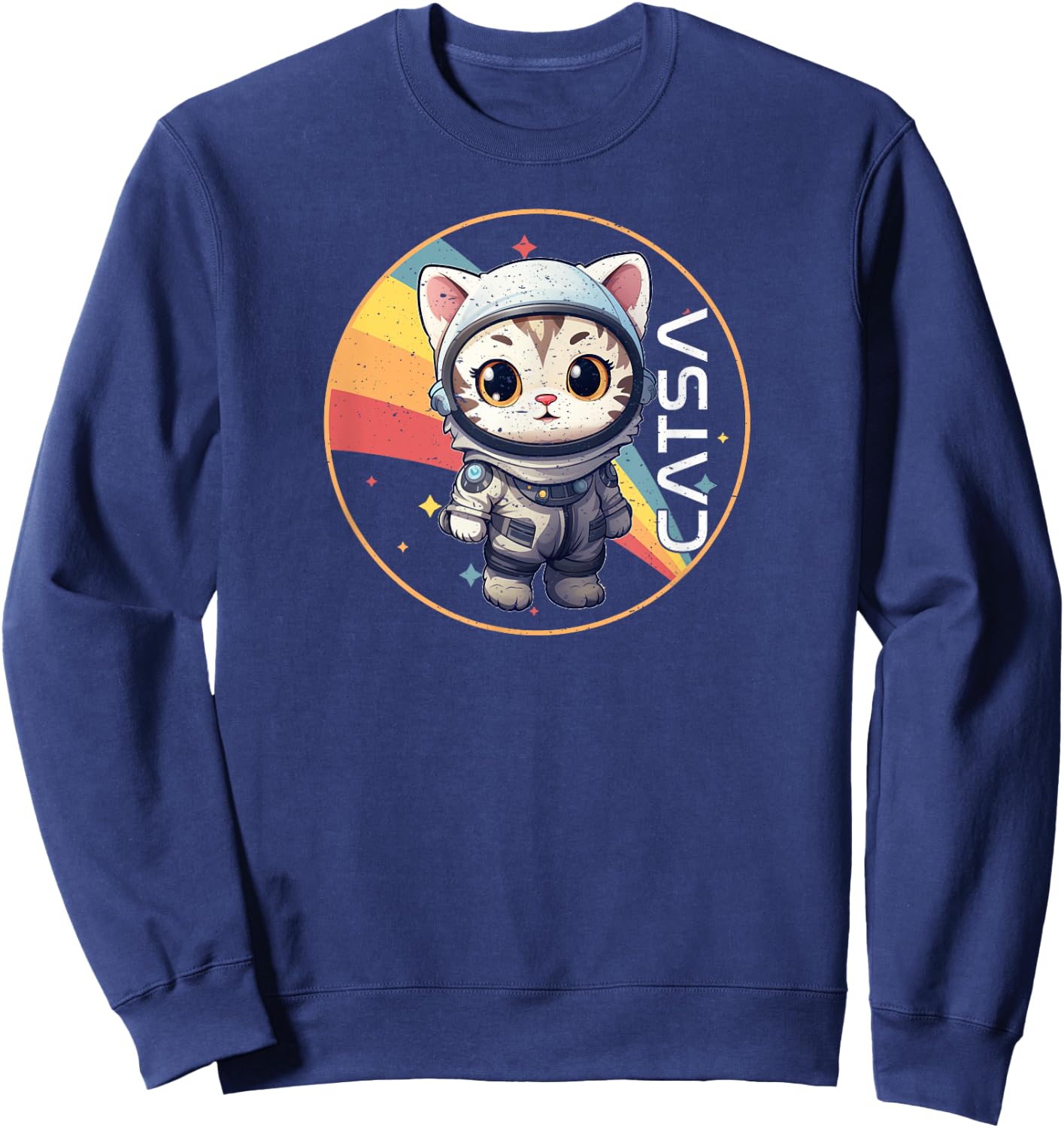 CATSA Cat Astronaut in Space | Cute Kitten & Astronomy Lover Sweatshirt - Sweatshirt | Navy