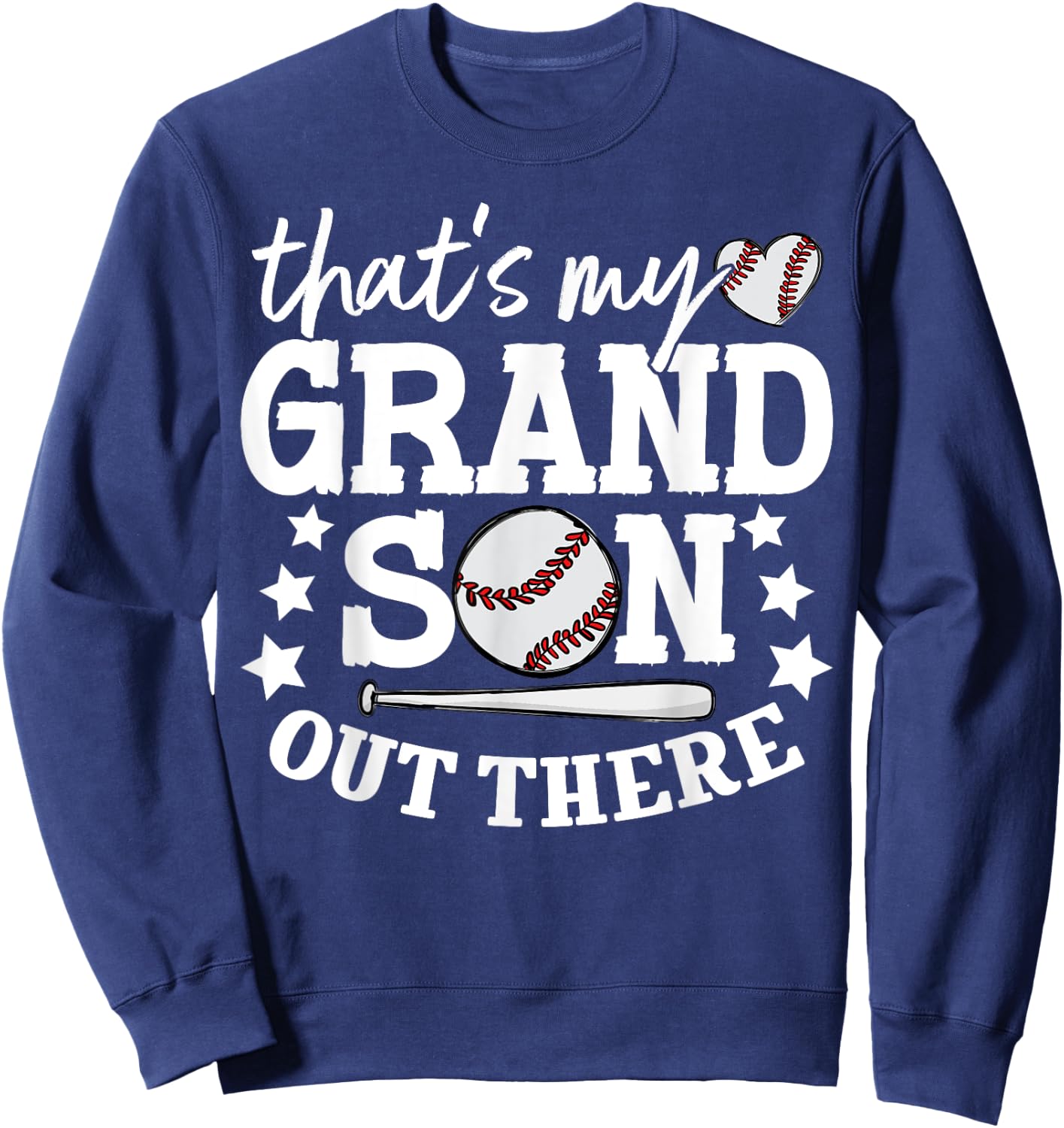 That's My Grandson Out There Women Baseball Grandma T-Ball Sweatshirt - Sweatshirt | Navy