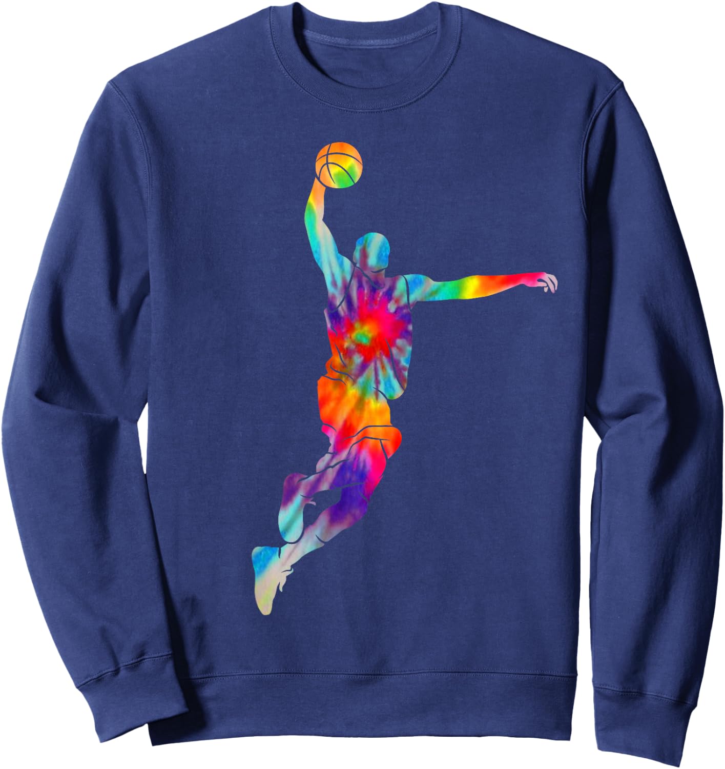 Basketball Player Tie Dye Vintage Bball Coach Fan Sweatshirt - Sweatshirt | Navy