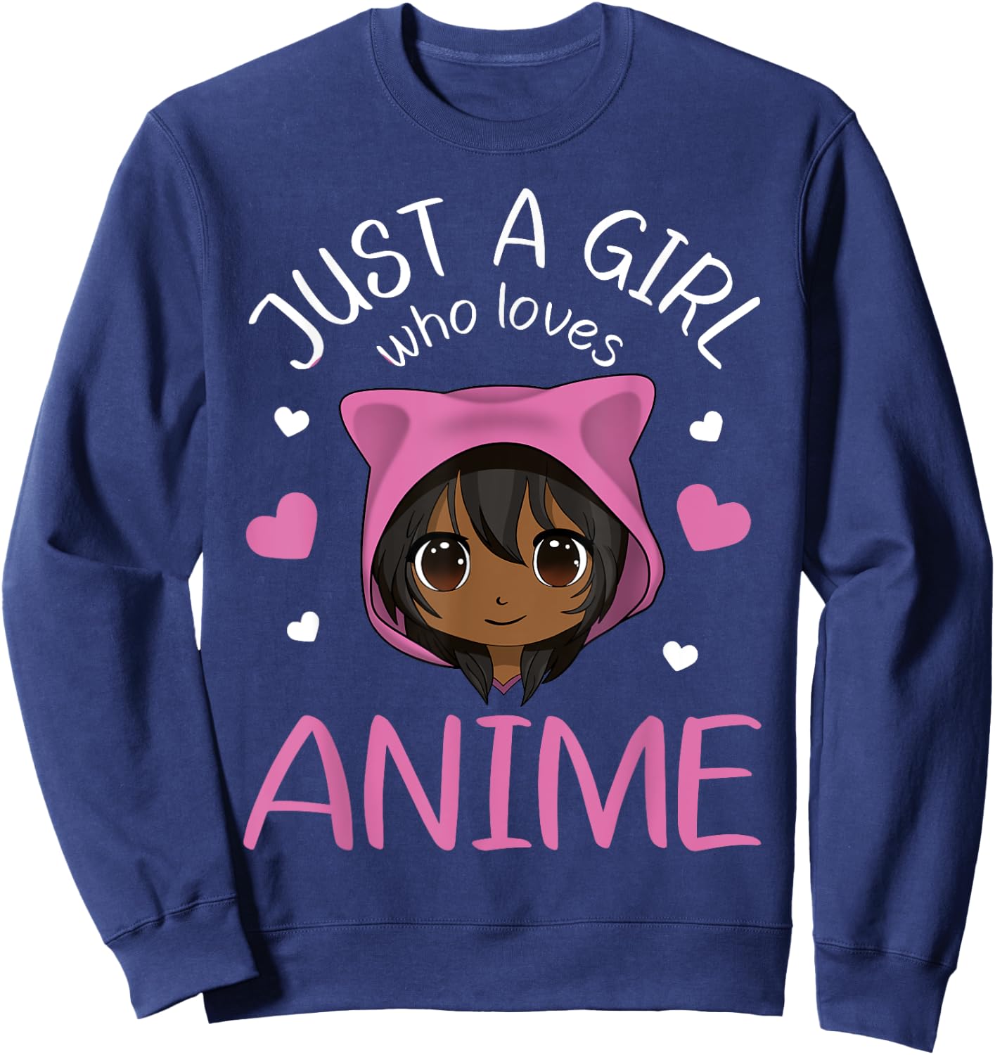 Just a Girl who Loves Anime African American Small Sweatshirt - Sweatshirt | Navy