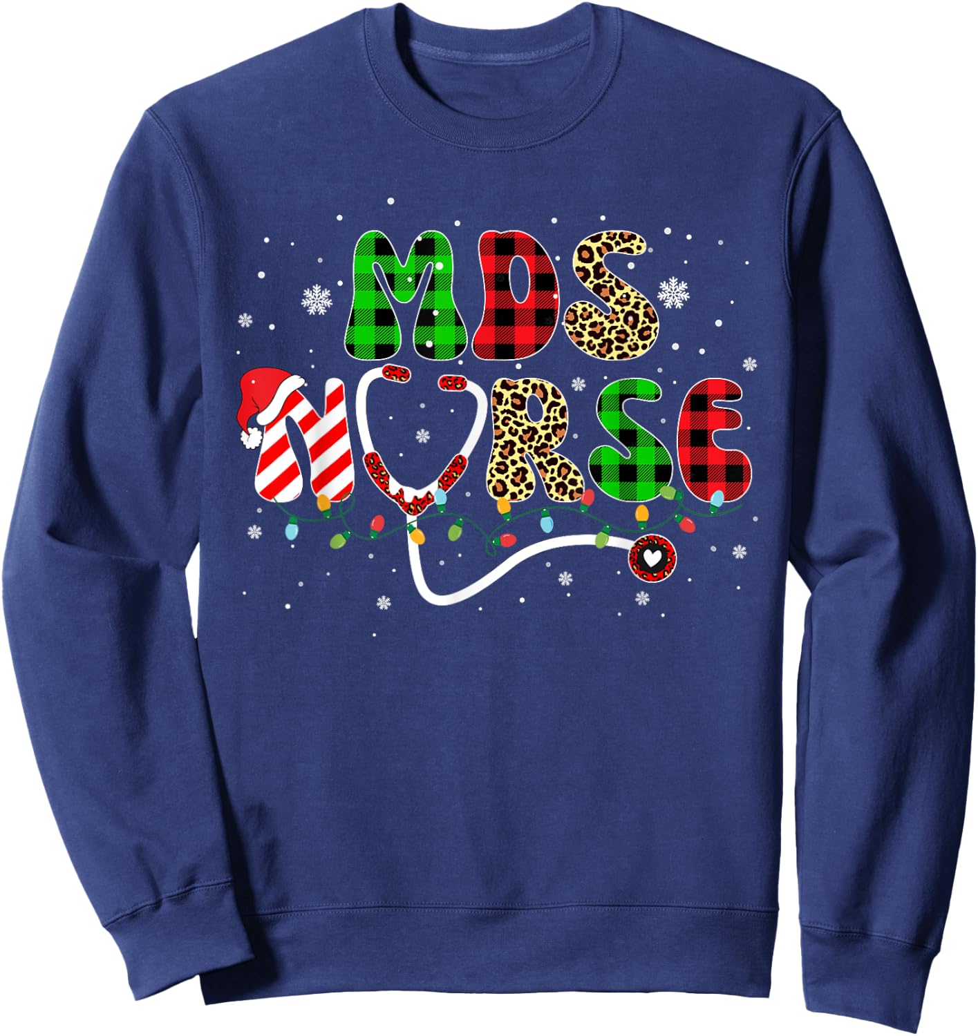 MDS Nurse Christmas Scrubs Tops Men Sweatshirt - Sweatshirt | Navy