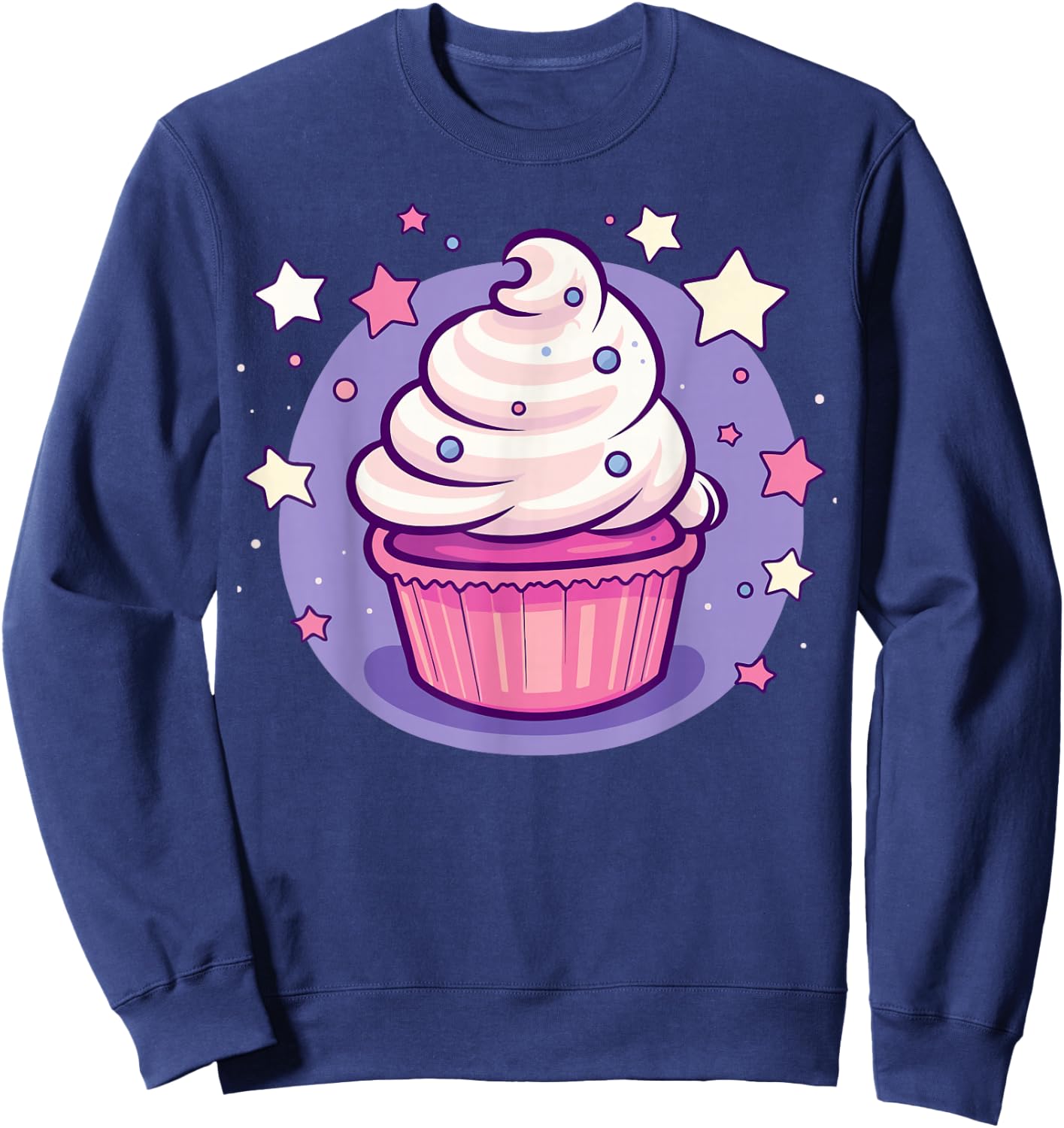 Cupcake Cute Pastel Kawaii Celestial Stars Baking Dessert Sweatshirt - Sweatshirt | Navy