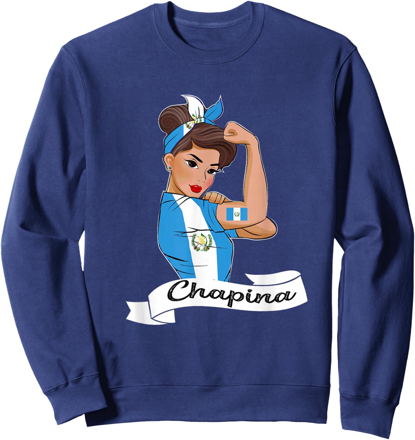 Guatemalan Flag Girl Guatemala Chapina Camiseta Slang Women Sweatshirt - Sweatshirt | Navy