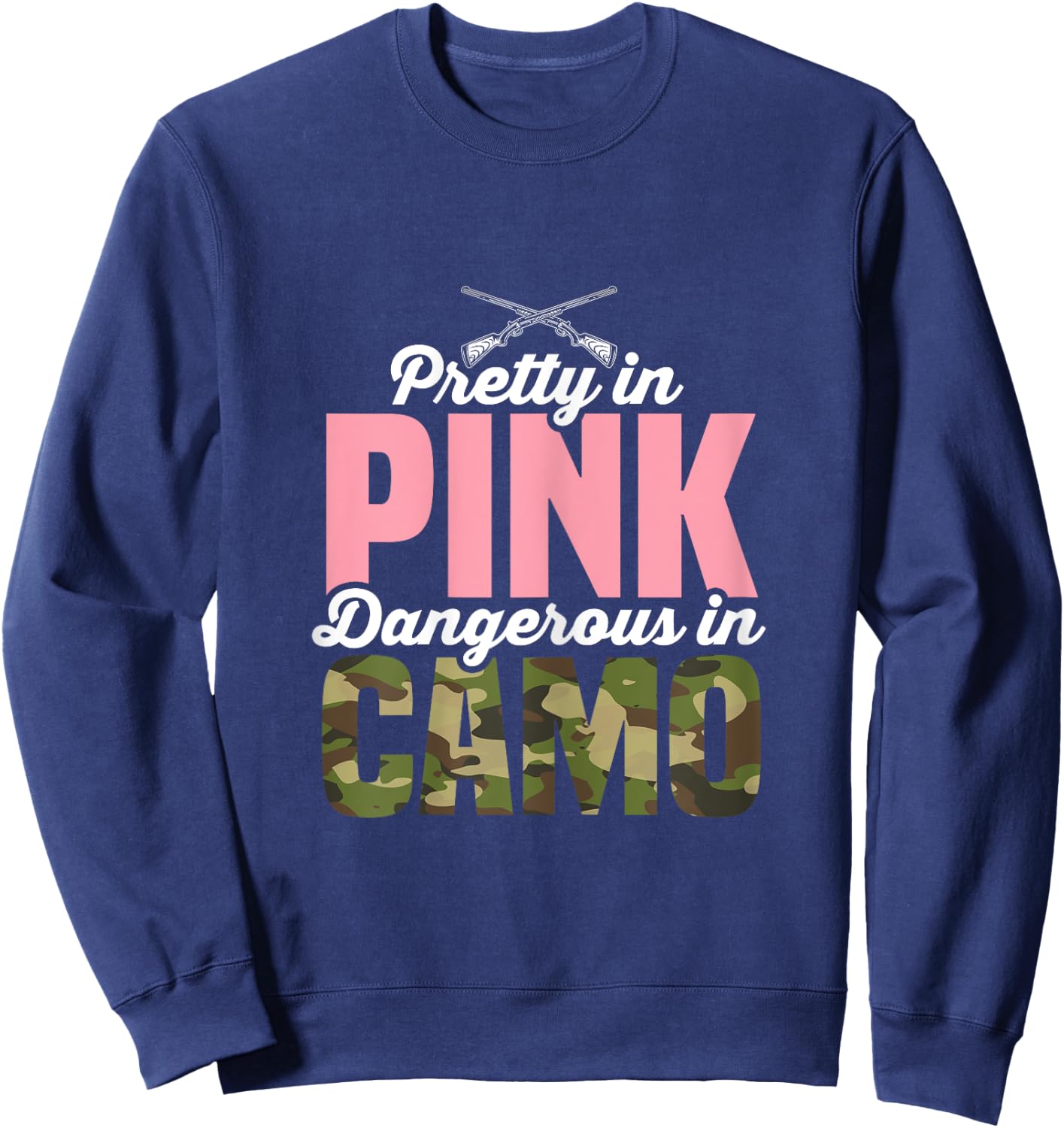 Funny Hunting Lover Pink Camo Graphic Women Hunting Sweatshirt - Sweatshirt | Navy