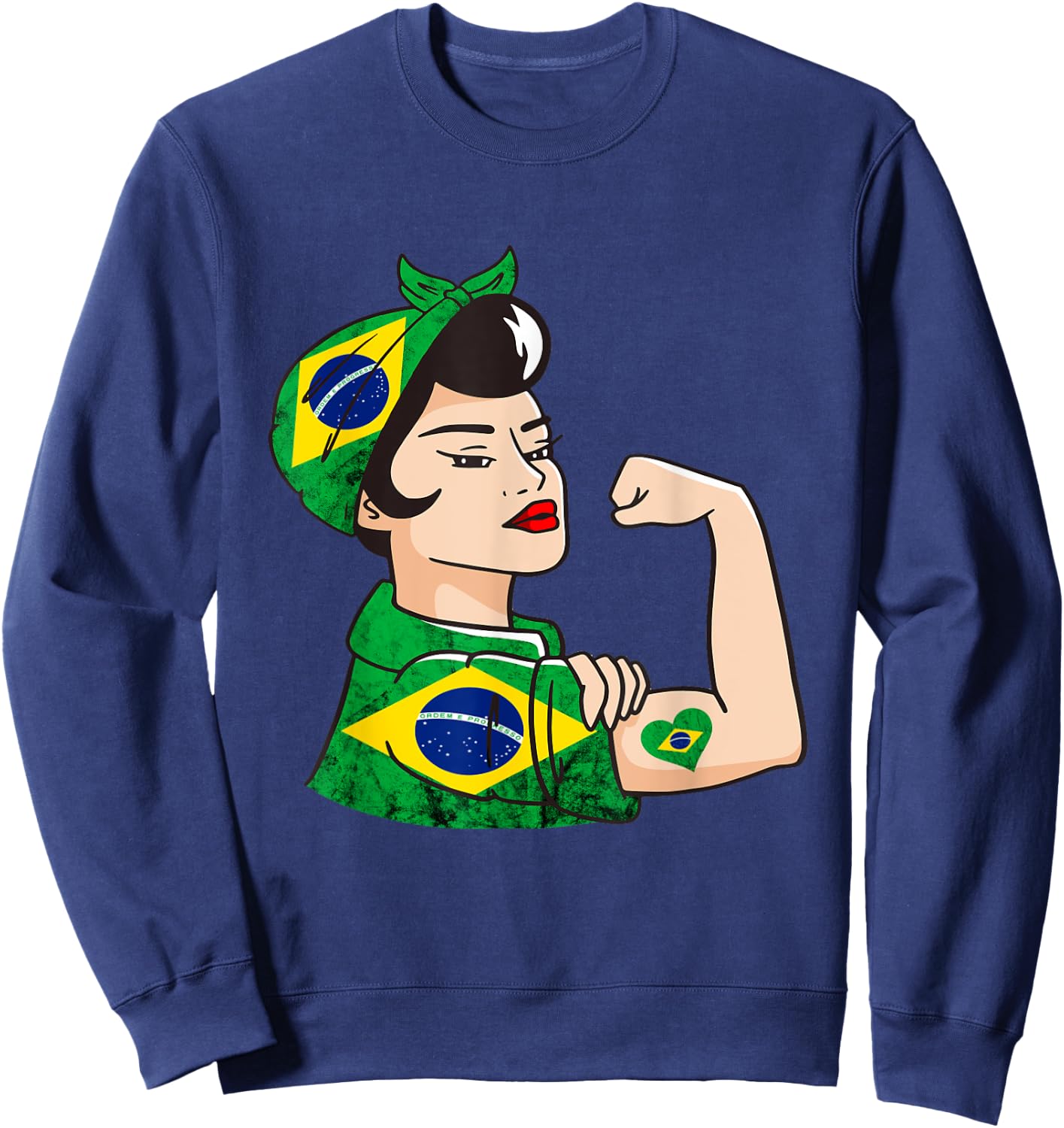 Strong Brazilian Woman Brazil Brazilian Roots Brazilian Flag Sweatshirt - Sweatshirt | Navy