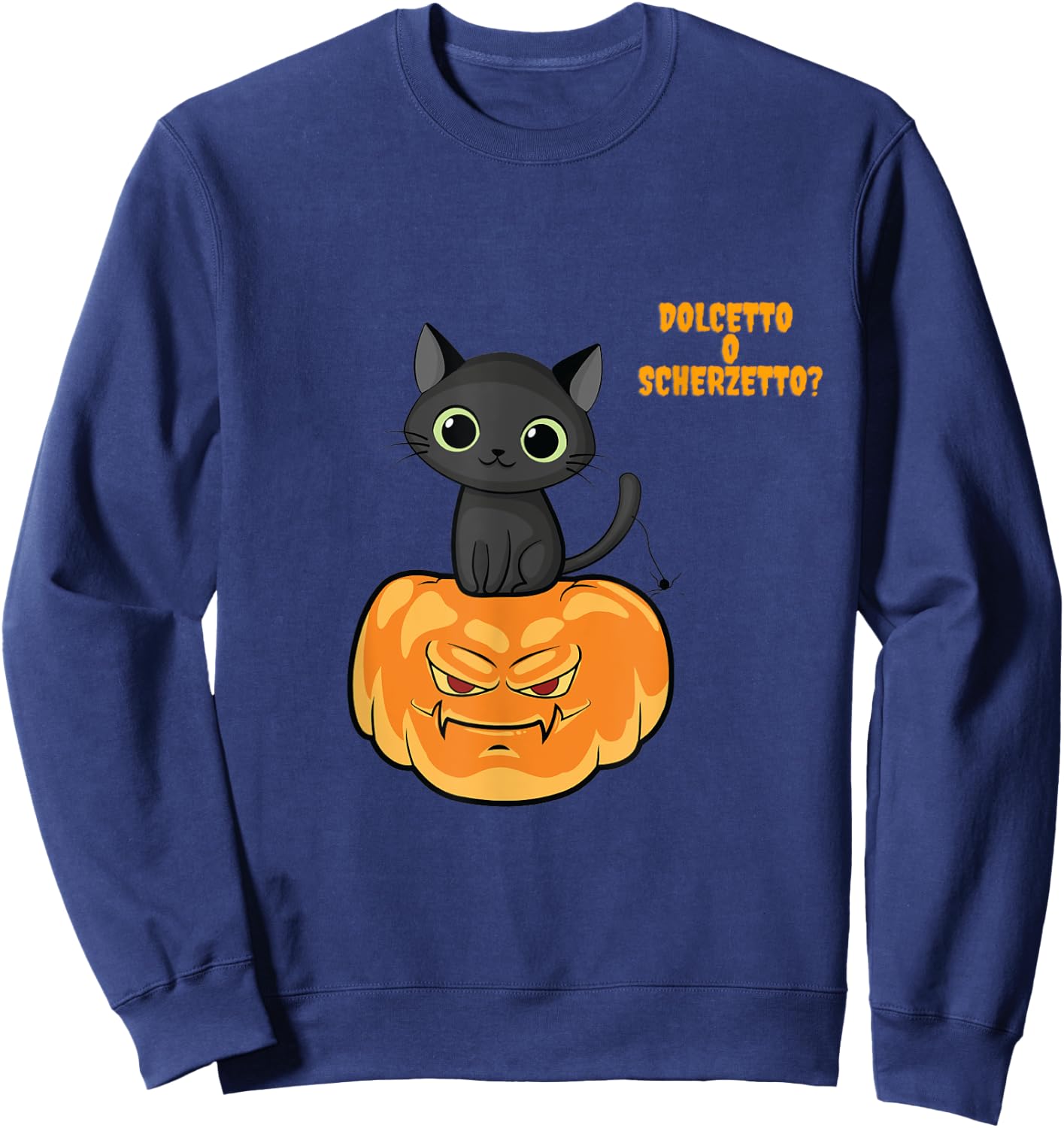 Halloween Baby Boy Cat Pumpkin Funny Sweatshirt - Sweatshirt | Navy